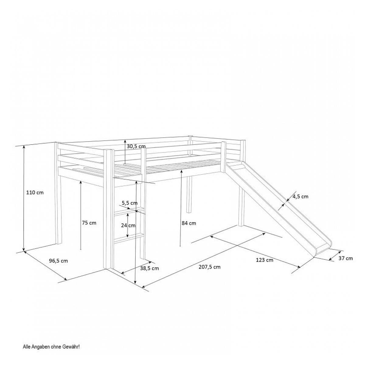 HomeStyle4U Lit enfant lit mezzanine superposés 90x200 cm blanc
