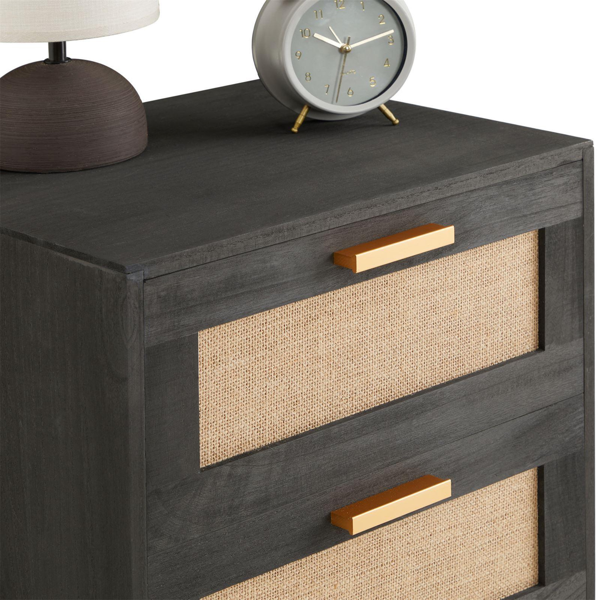 Voir la diapositive 6 : IDIMEX Table de chevet WAMAN 2 tiroirs, en bois de paulownia