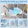 Voir la diapositive 4 : HOMCOM Tabouret de douche avec siège rembourrée et accoudoirs, chaise de douche, tabouret de bain, hauteur réglable 83-91,5 cm, cadre en aluminium et pieds antidérapants, bleu