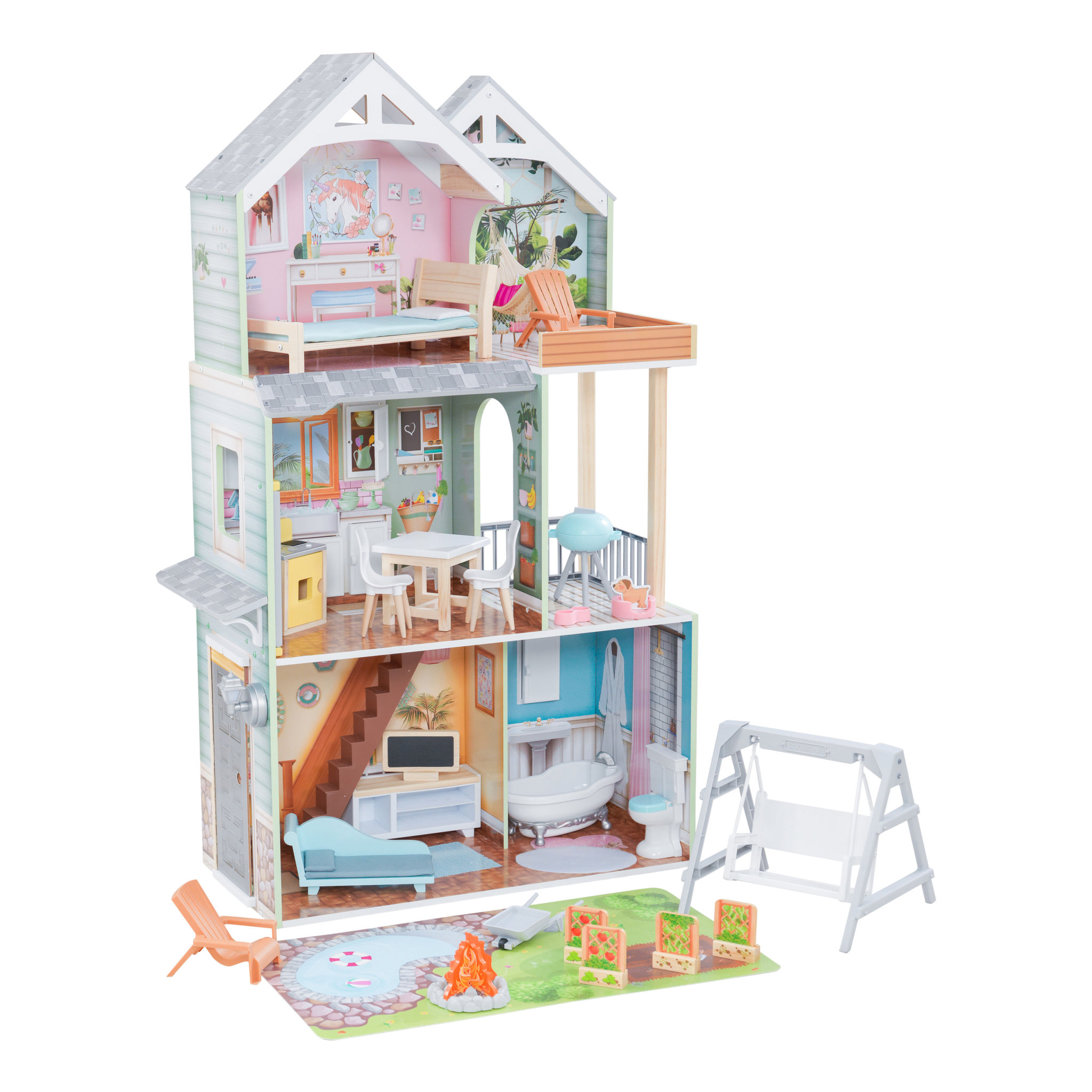 Voir la diapositive 1 : Kidkraft Maison Hallie en bois pour poupées de 30 cm