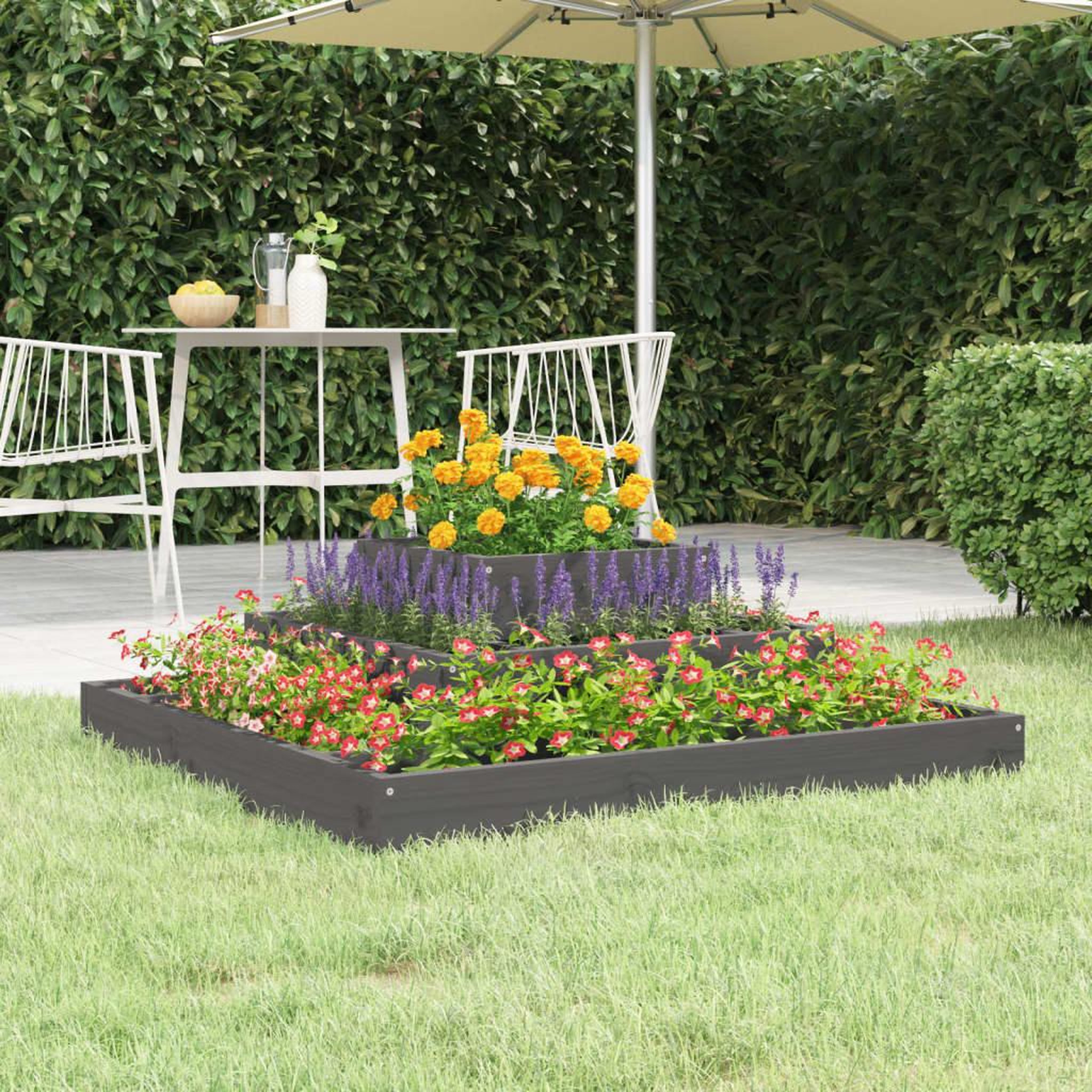 Voir la diapositive 1 : VIDAXL Jardiniere Gris 80x80x27 cm Bois massif de pin