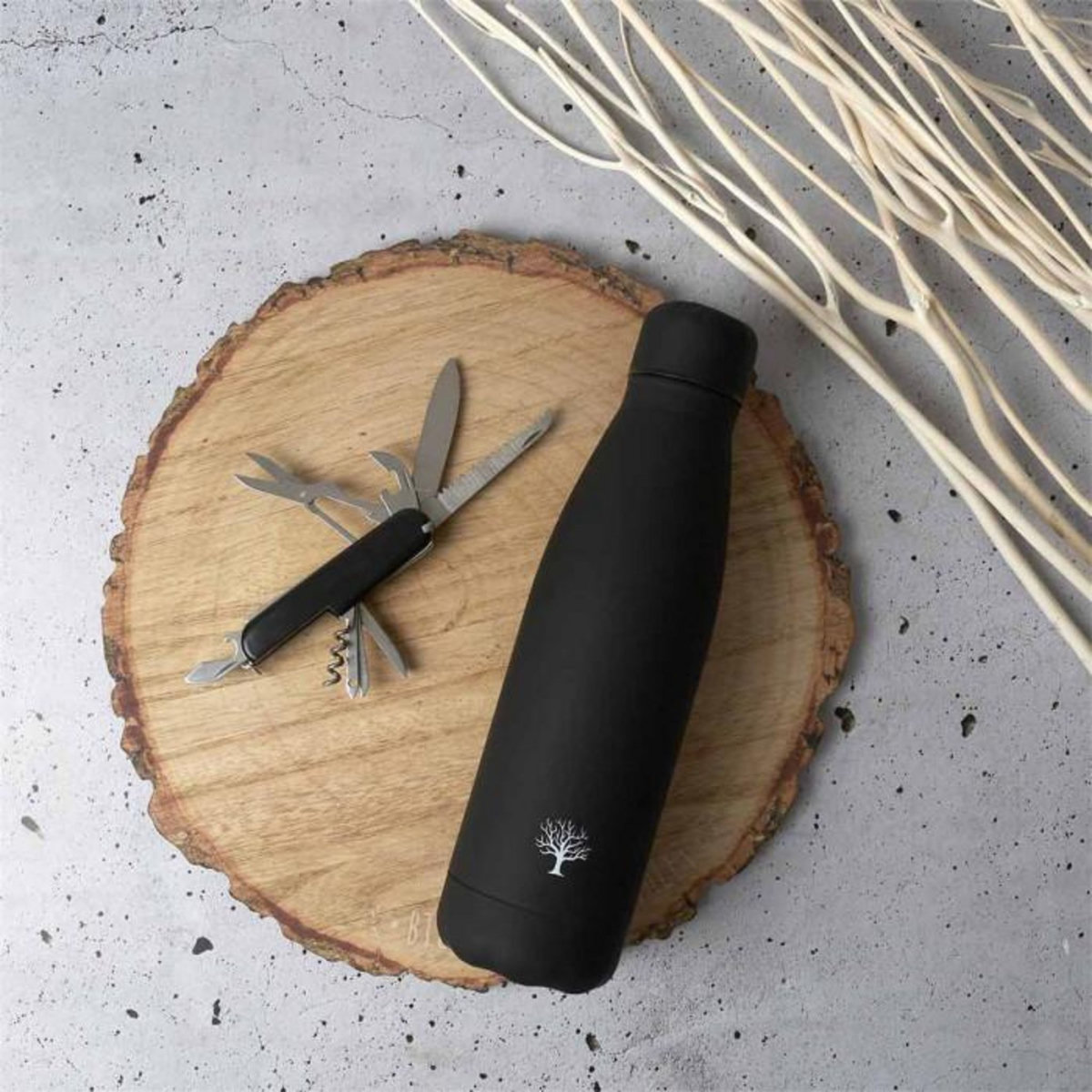 Paris Prix Bouteille Isotherme & Couteau  Coffret  26cm Noir