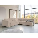 BEST MOBILIER Felix - canapé modulable d'angle droit 5 places en tissu texturé. Coloris disponibles : Gris