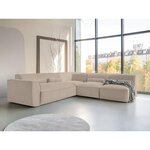 BEST MOBILIER Felix - canapé modulable d'angle droit 5 places en tissu texturé. Coloris disponibles : Gris
