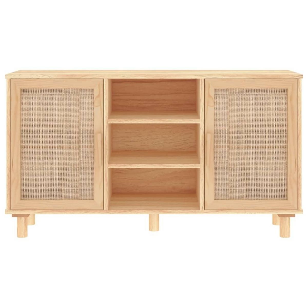 VIDAXL Buffet Marron 105x30x60 cm Bois de pin massif et rotin naturel