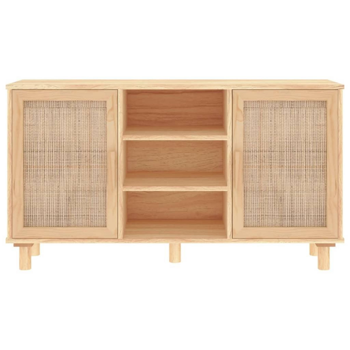 VIDAXL Buffet Marron 105x30x60 cm Bois de pin massif et rotin naturel