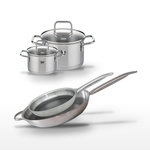 ELO Lot Poêles 32cm & 28cm Elo Relief Solution avec Faitouts 20cm & 14cm