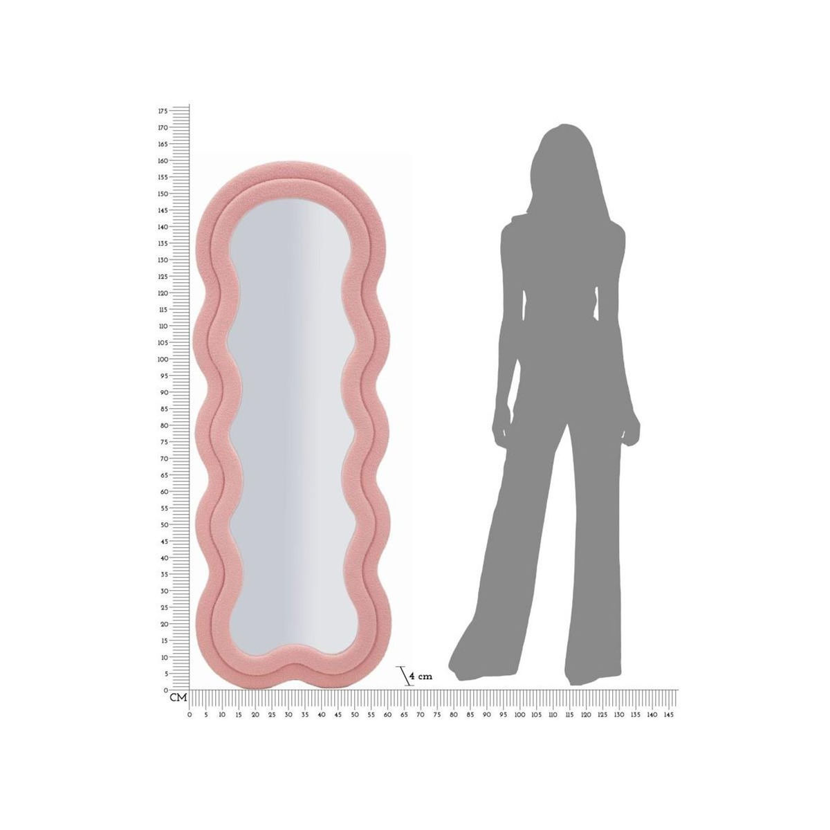 Paris Prix Miroir Mural en Tissu Bouclé  Teddy  160cm Rose