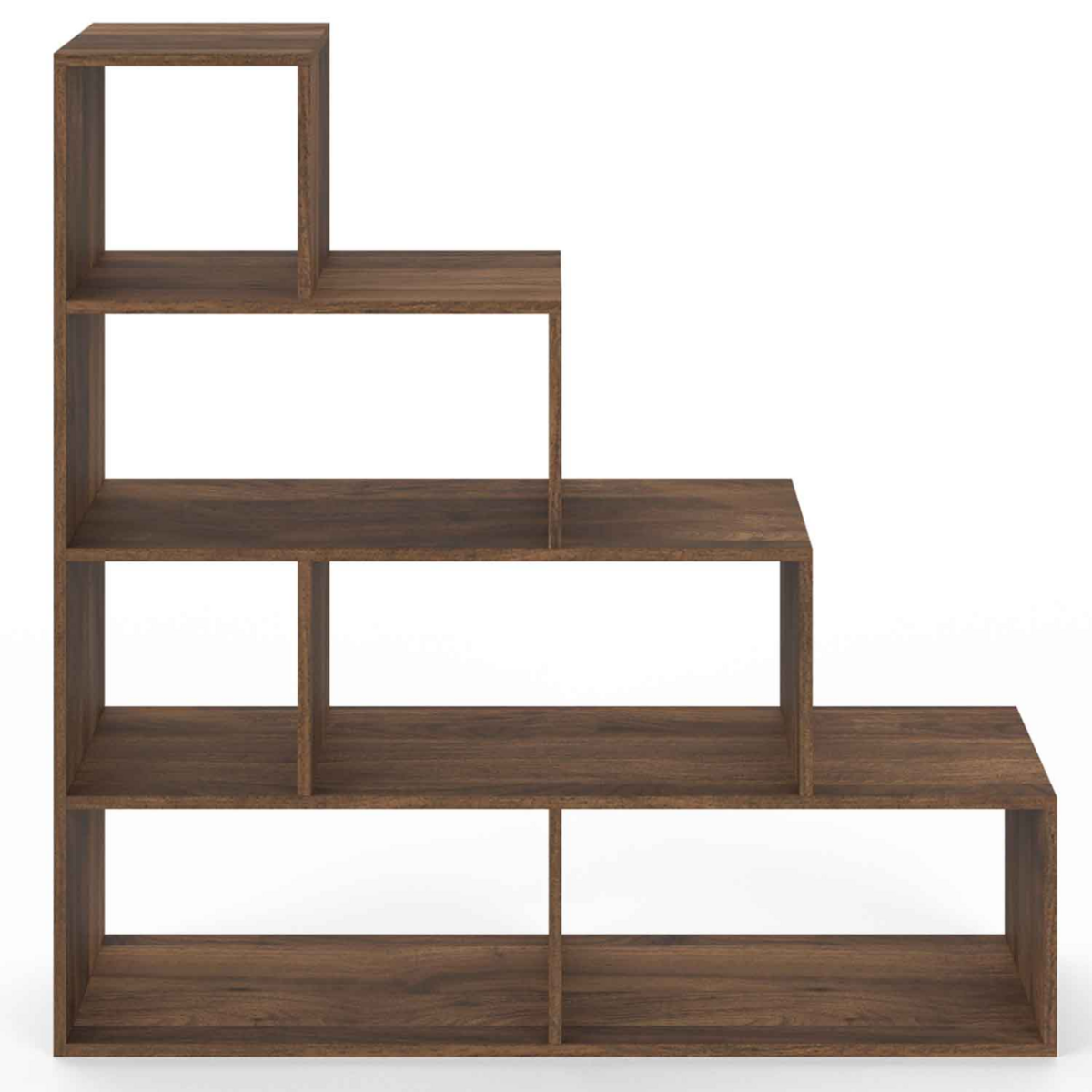 ID MARKET Bibliothèque escalier LINA effet noyer