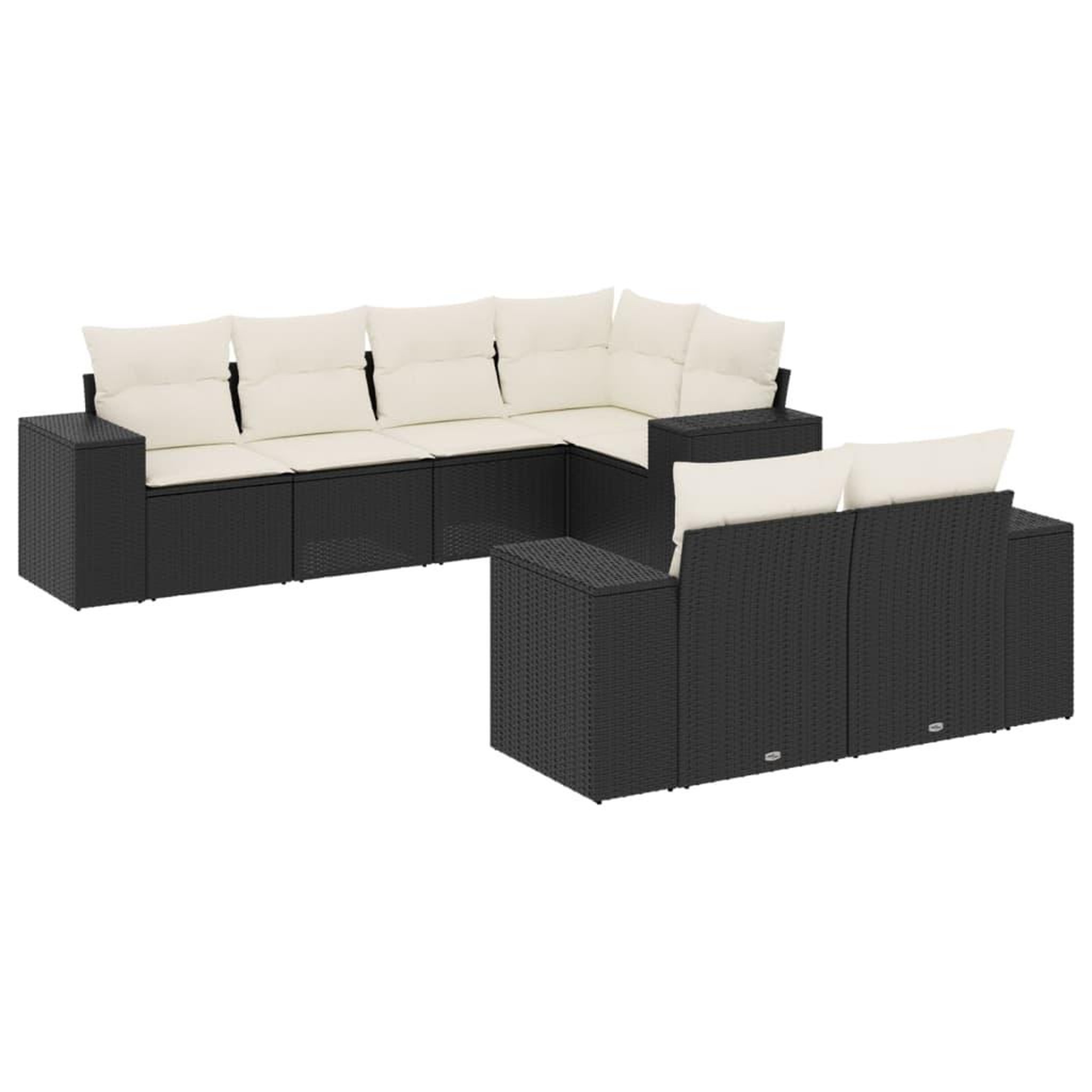 Voir la diapositive 2 : VIDAXL Salon de jardin 7 pcs avec coussins noir resine tressee