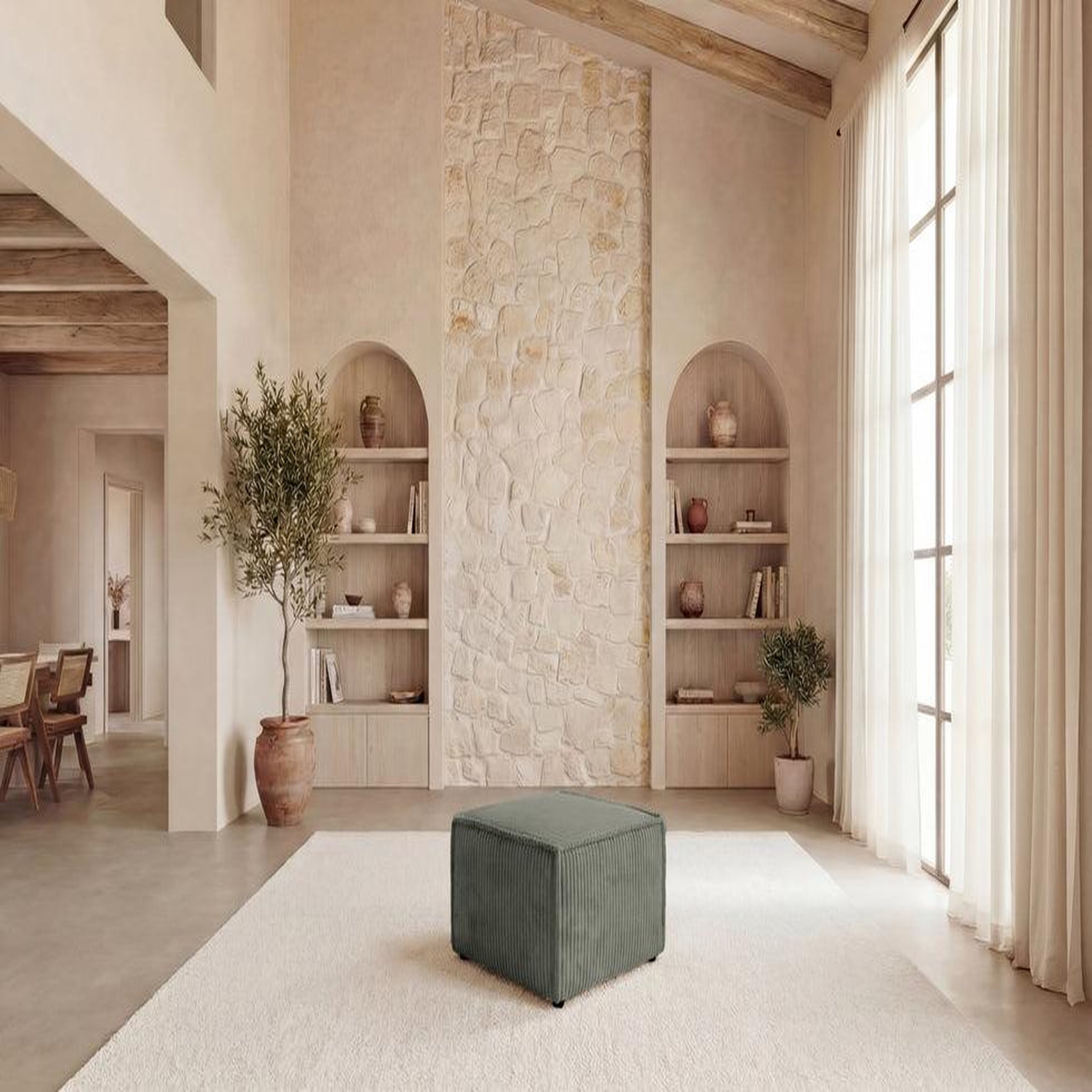 Voir la diapositive 2 : CASANOVA PARIS Laria - pouf gros velours côtelé