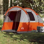 VIDAXL Tente de camping tunnel 4 personnes gris et orange impermeable