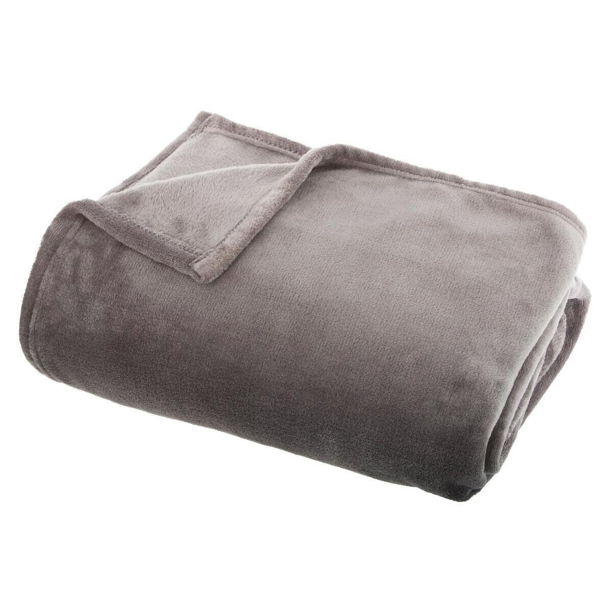 ATMOSPHERA Plaid doux uni  flanel  125x150cm gris
