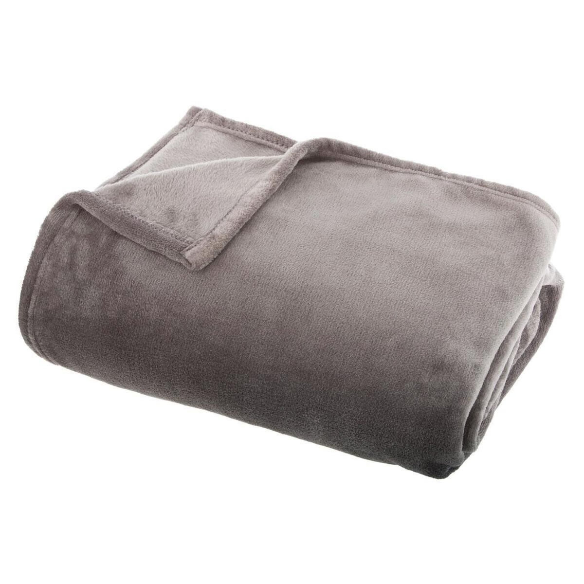 ATMOSPHERA Plaid Doux Uni  Flanel  125x150cm Gris