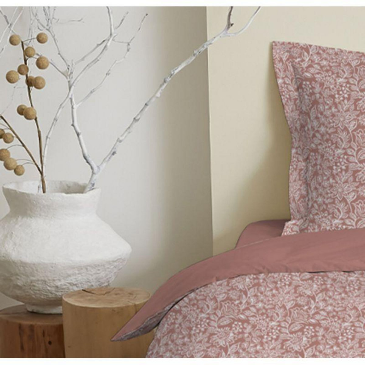 COTON PUR Parure de draps 3 pièces pour lit 90 x 190 cm Céleste pêche