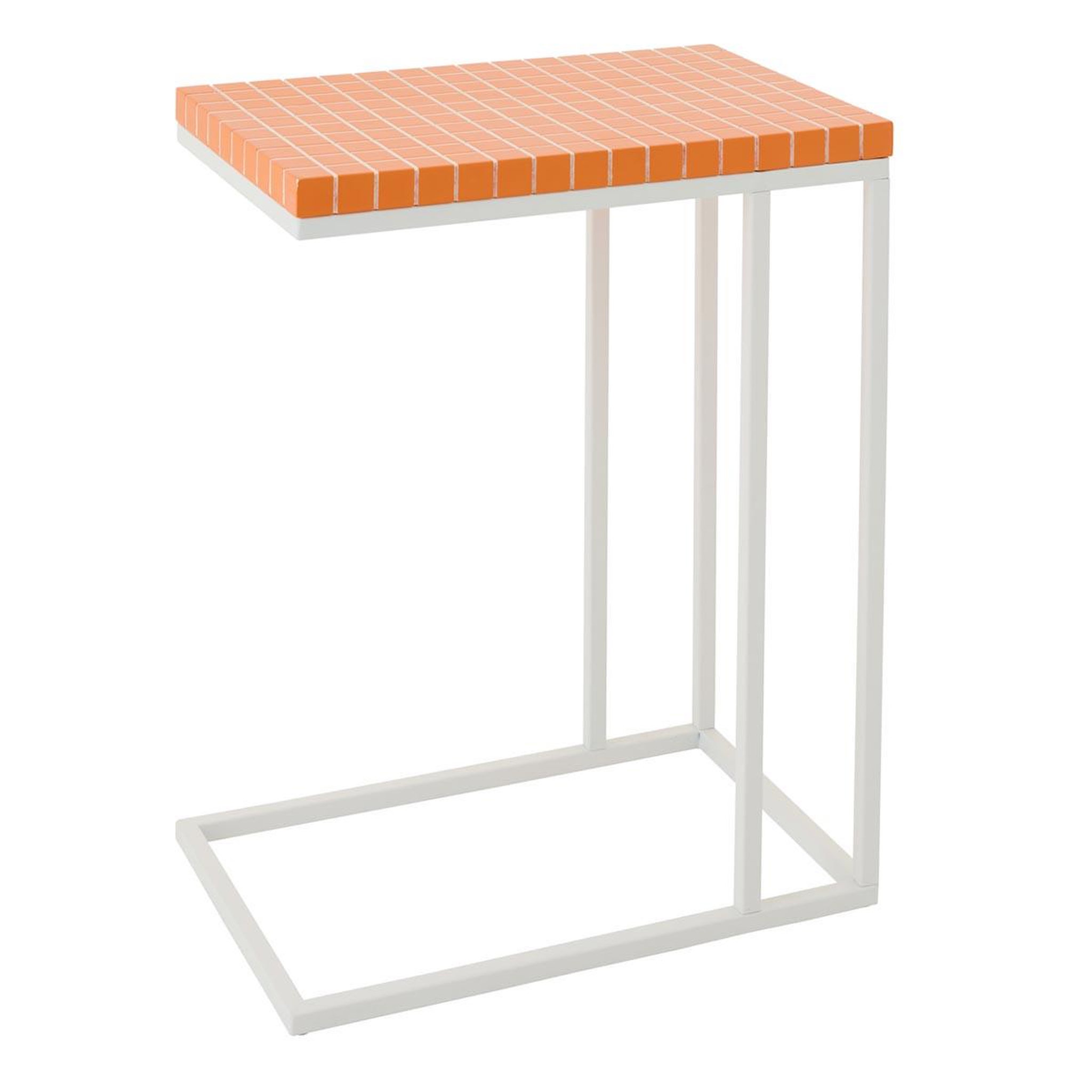 J-LINE Table d'appoint à carreaux  spia  60cm orange & blanc