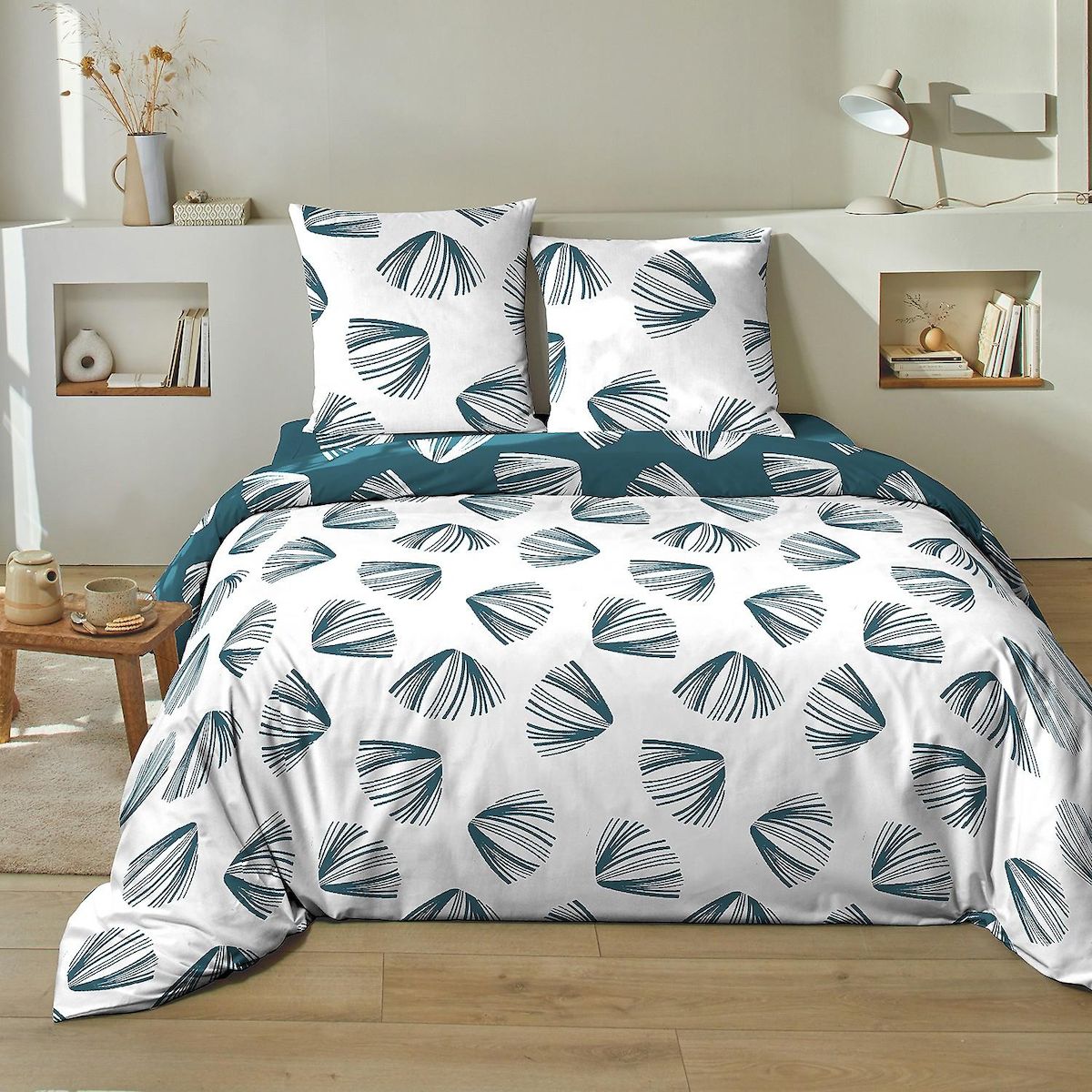 Home collection Parure housse de couette 3 pcs 240x220 cm 100% coton 51 fils cocki