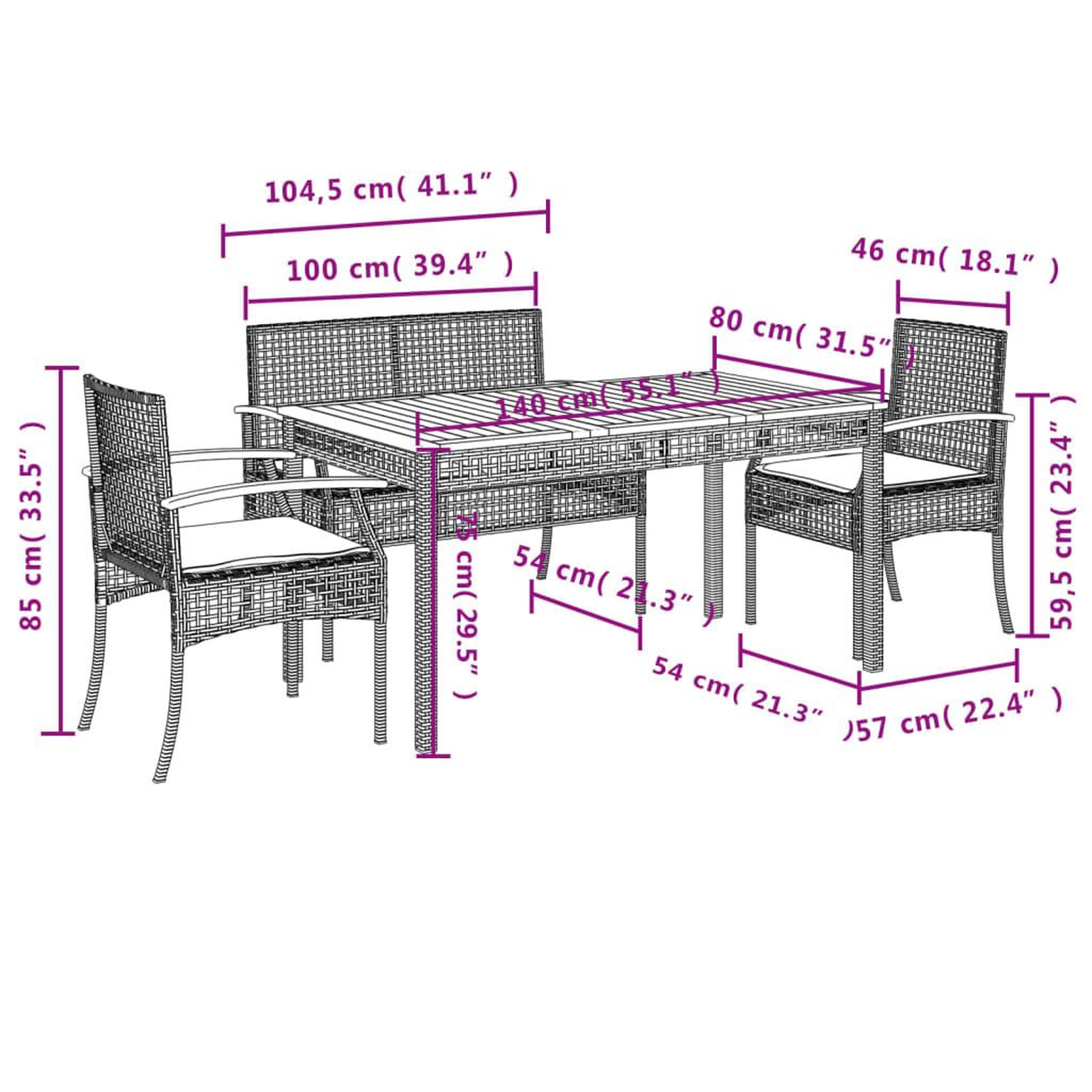 Voir la diapositive 6 : VIDAXL Ensemble a manger de jardin 4 pcs avec coussins noir