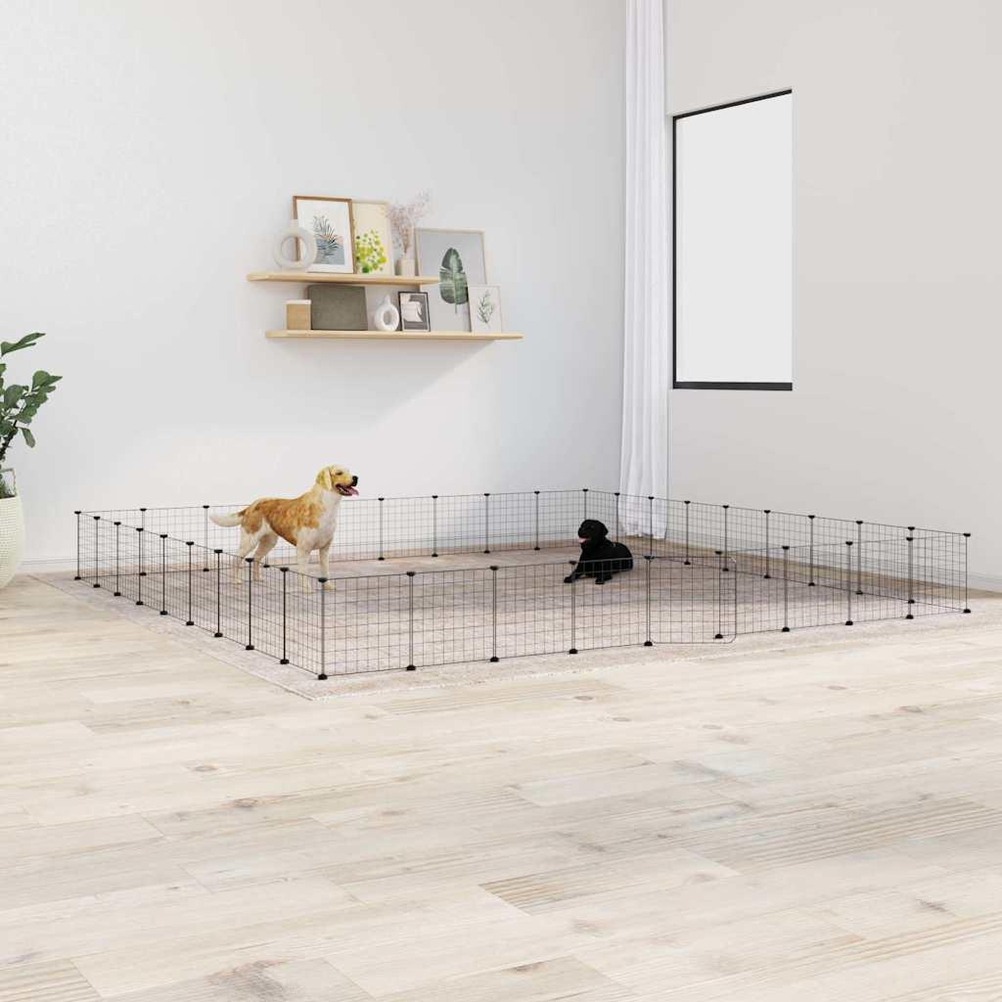 VIDAXL Cage animaux de compagnie a 36 panneaux et porte Noir 35x35 cm