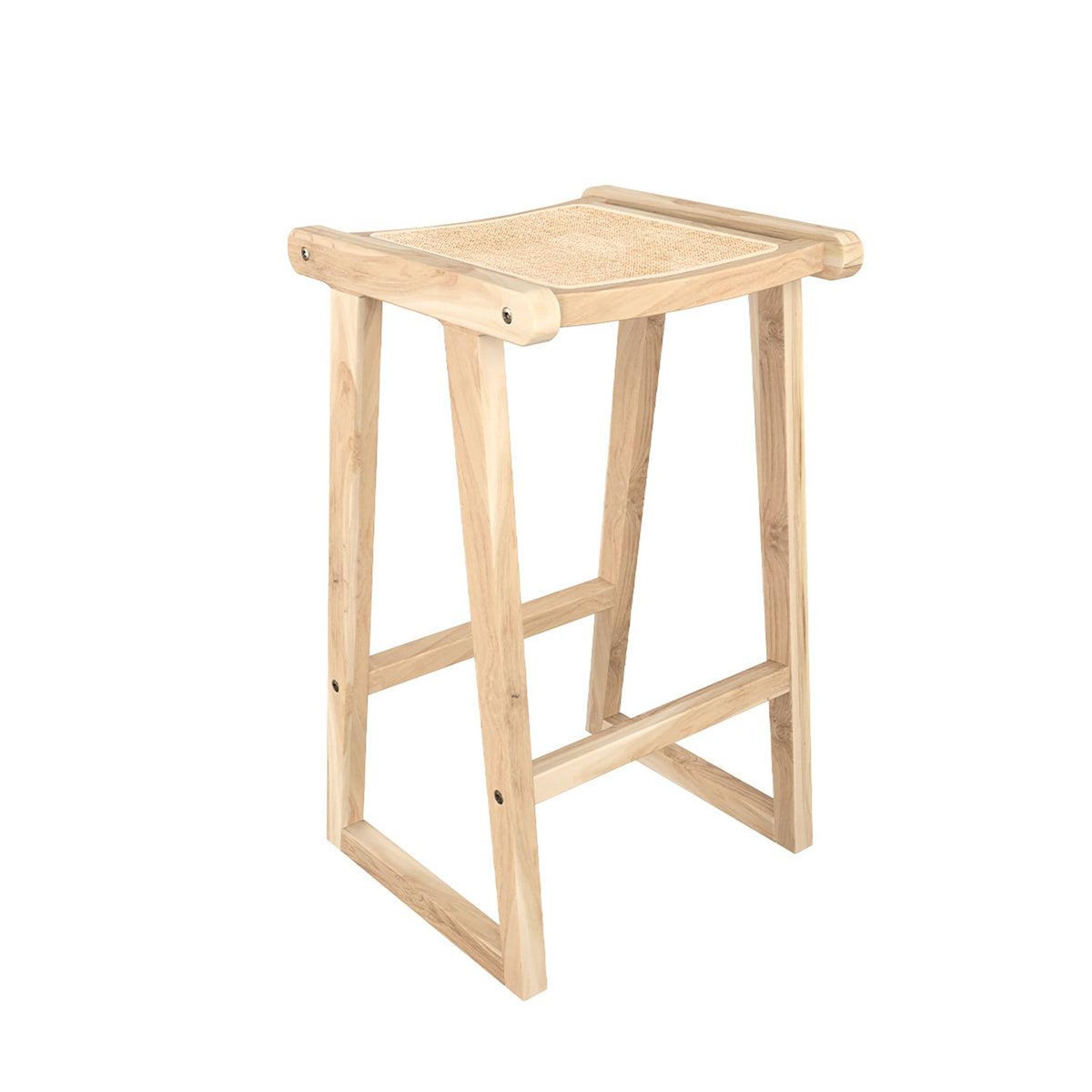 Rendez vous déco Tabouret pour îlot central 66 cm en teck et rotin naturel-Haida