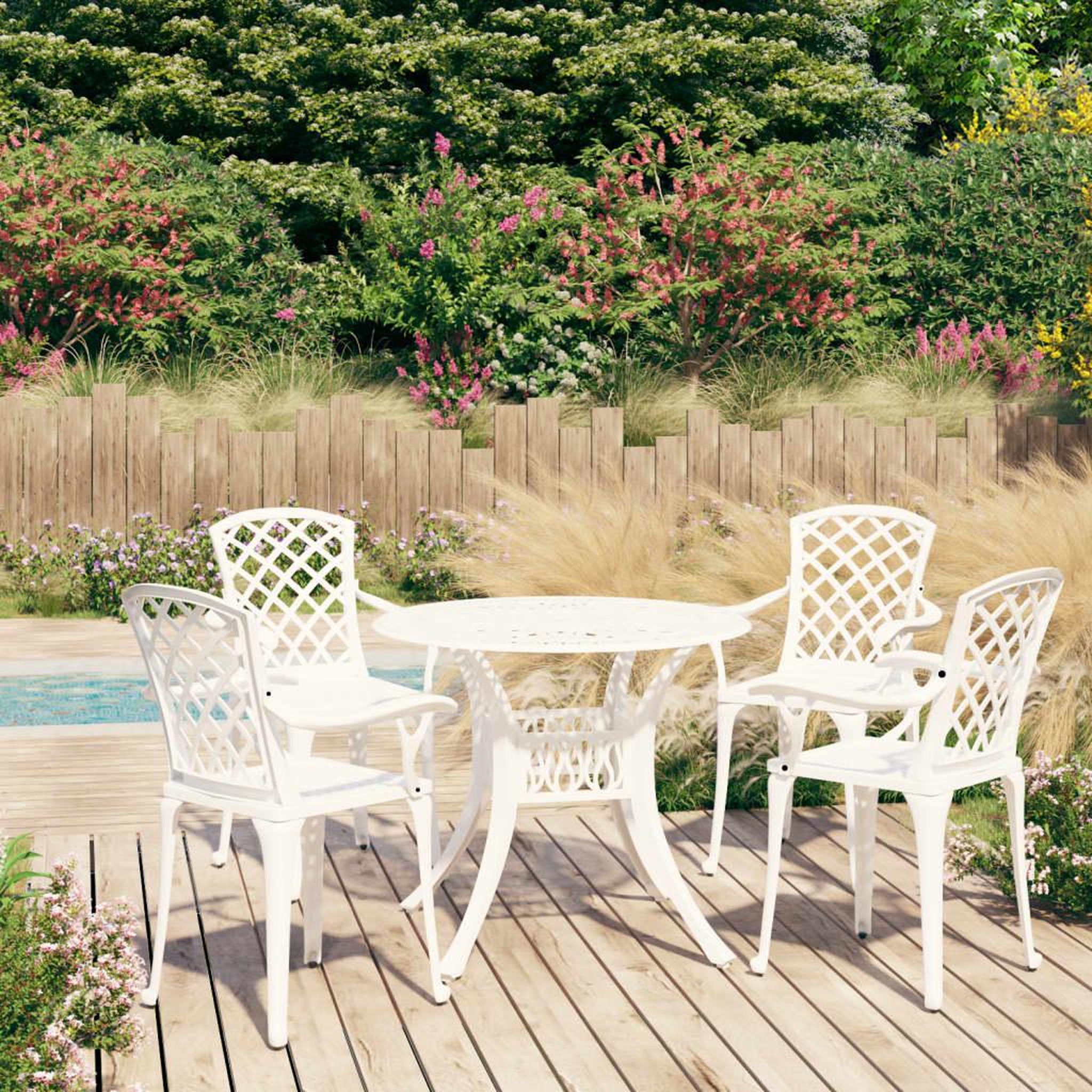 Voir la diapositive 1 : VIDAXL Ensemble de bistro 5 pcs Aluminium coule Blanc