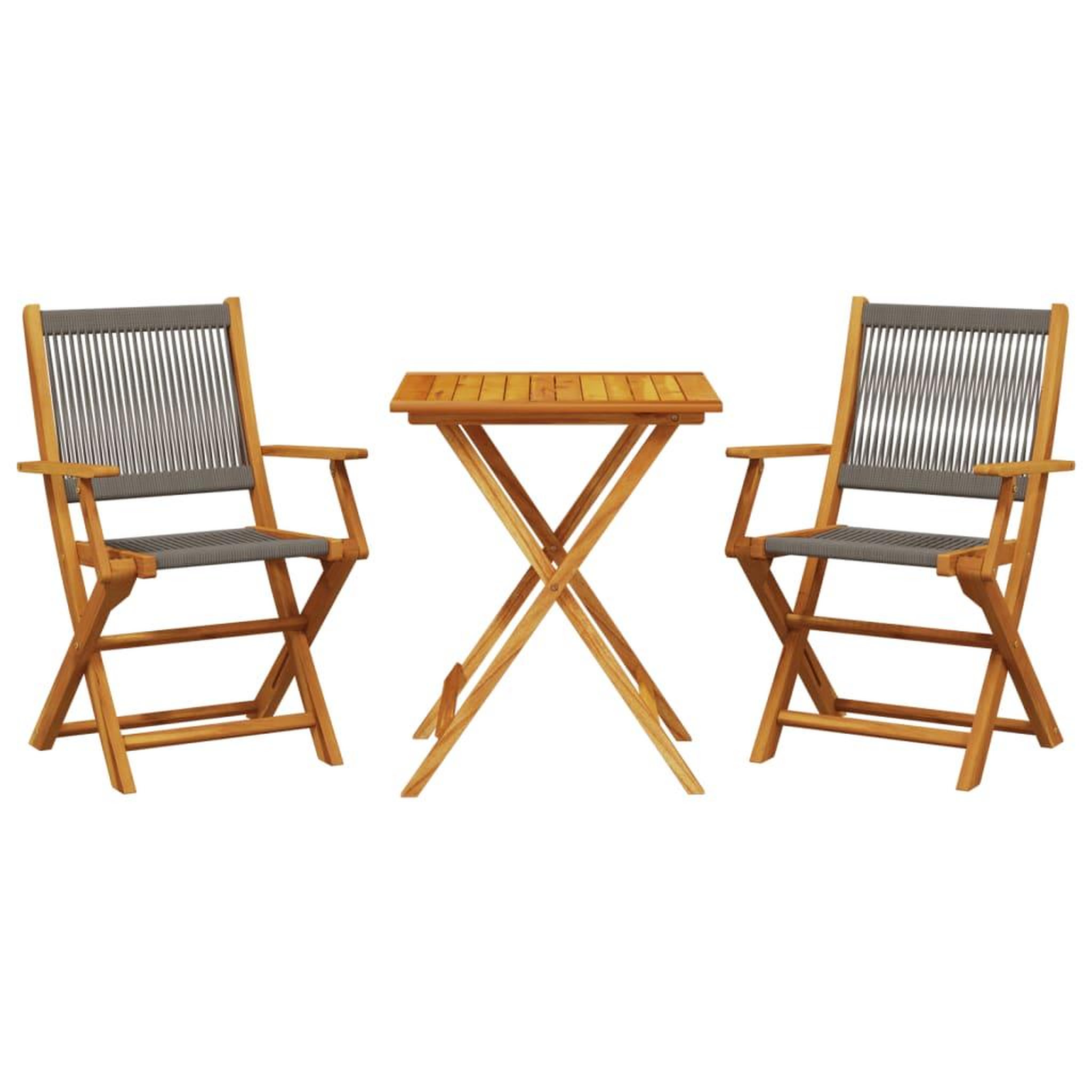 Voir la diapositive 2 : VIDAXL Ensemble de bistro 3 pcs gris polypropylene et bois massif