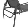 Voir la diapositive 5 : ID MARKET Lot de 2 transats de jardin inclinables FIDJI en acier gris anthracite et toile grise