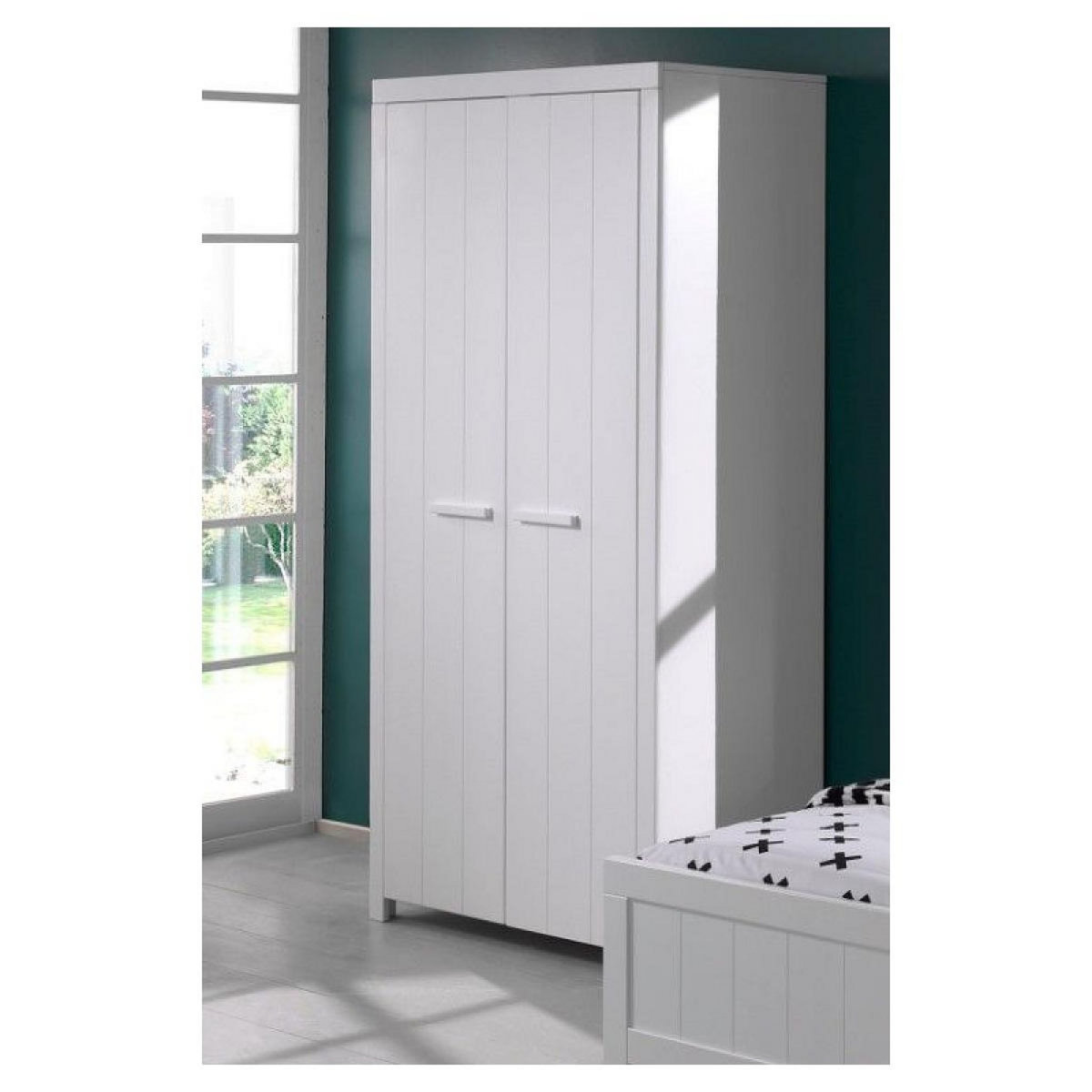 Vipack Ensemble de chambre Vipack ERIK : Lit simple, lit gigogne, chevet, bureau et armoire 2 portes en bois laqué blanc