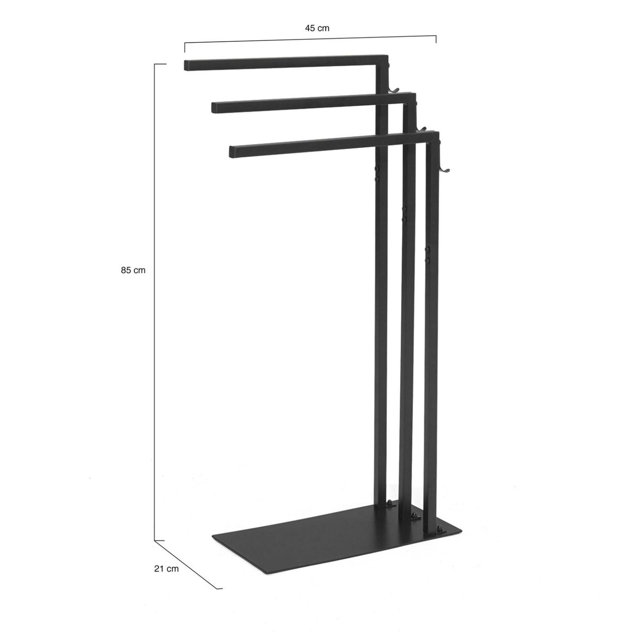 Voir la diapositive 4 : ID MARKET Porte-serviettes sur pied 3 barres latérales dallas métal noir design industriel