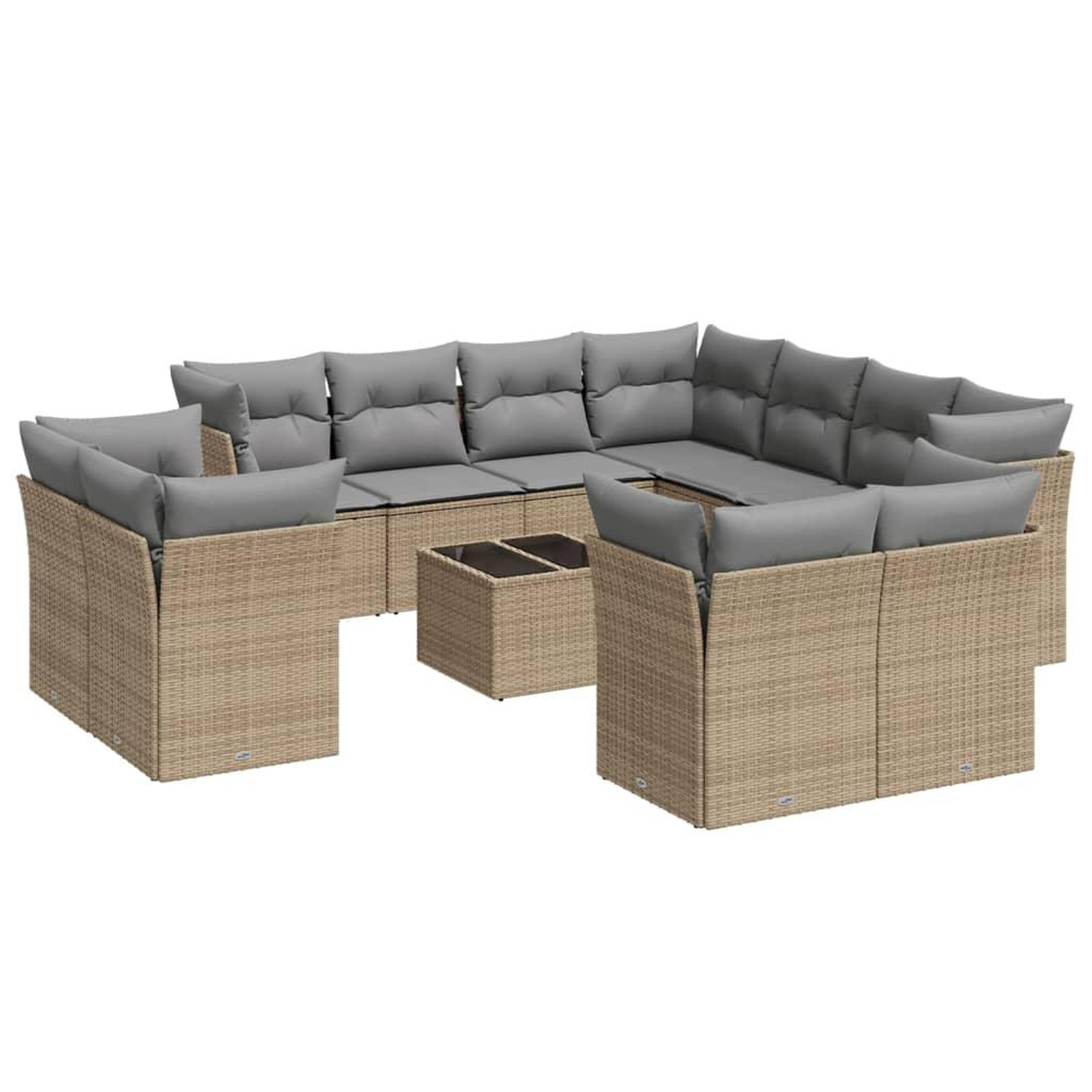 Voir la diapositive 2 : VIDAXL Salon de jardin avec coussins 12 pcs beige resine tressee