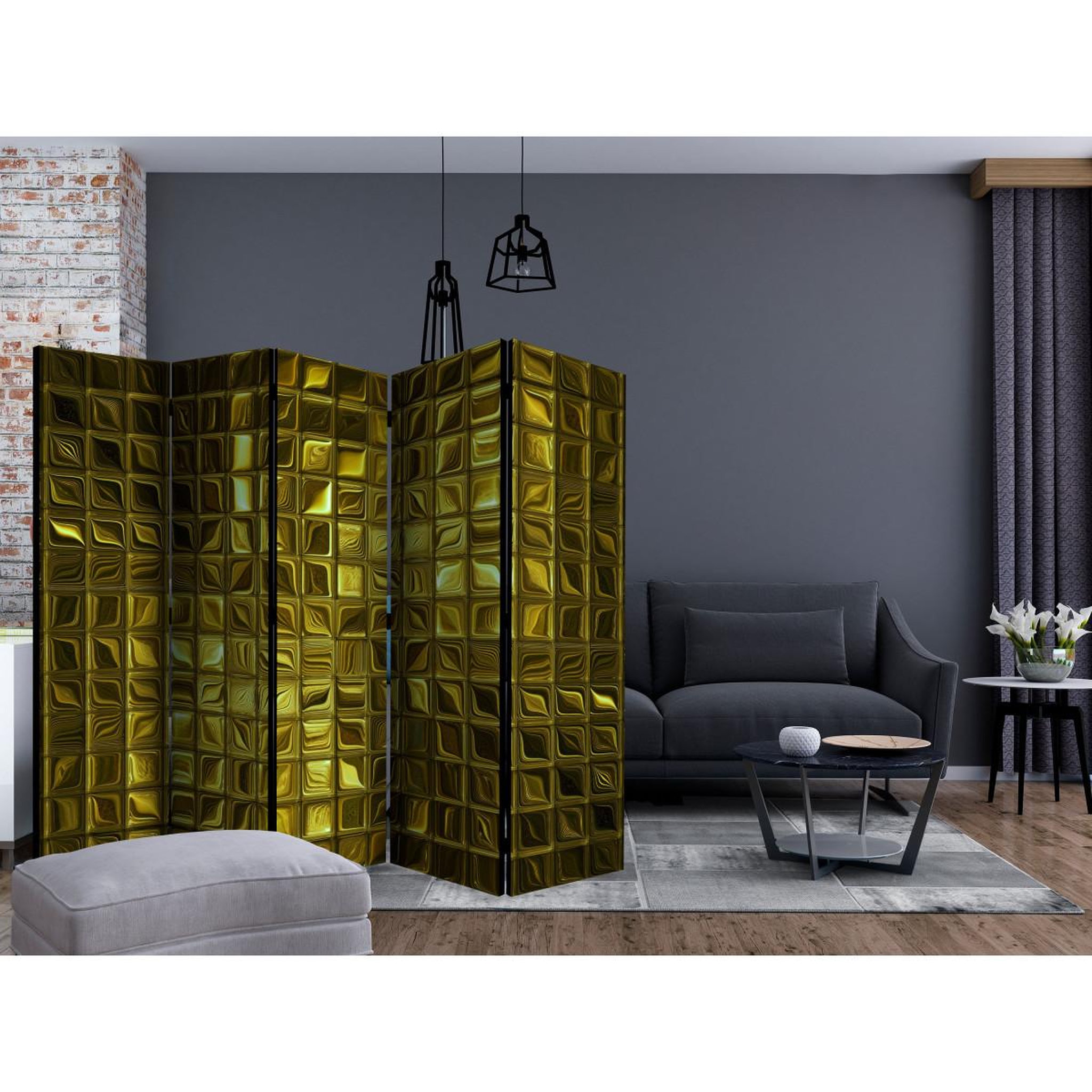 Voir la diapositive 2 : Paris Prix Paravent 5 volets  golden afterglow  172x225cm