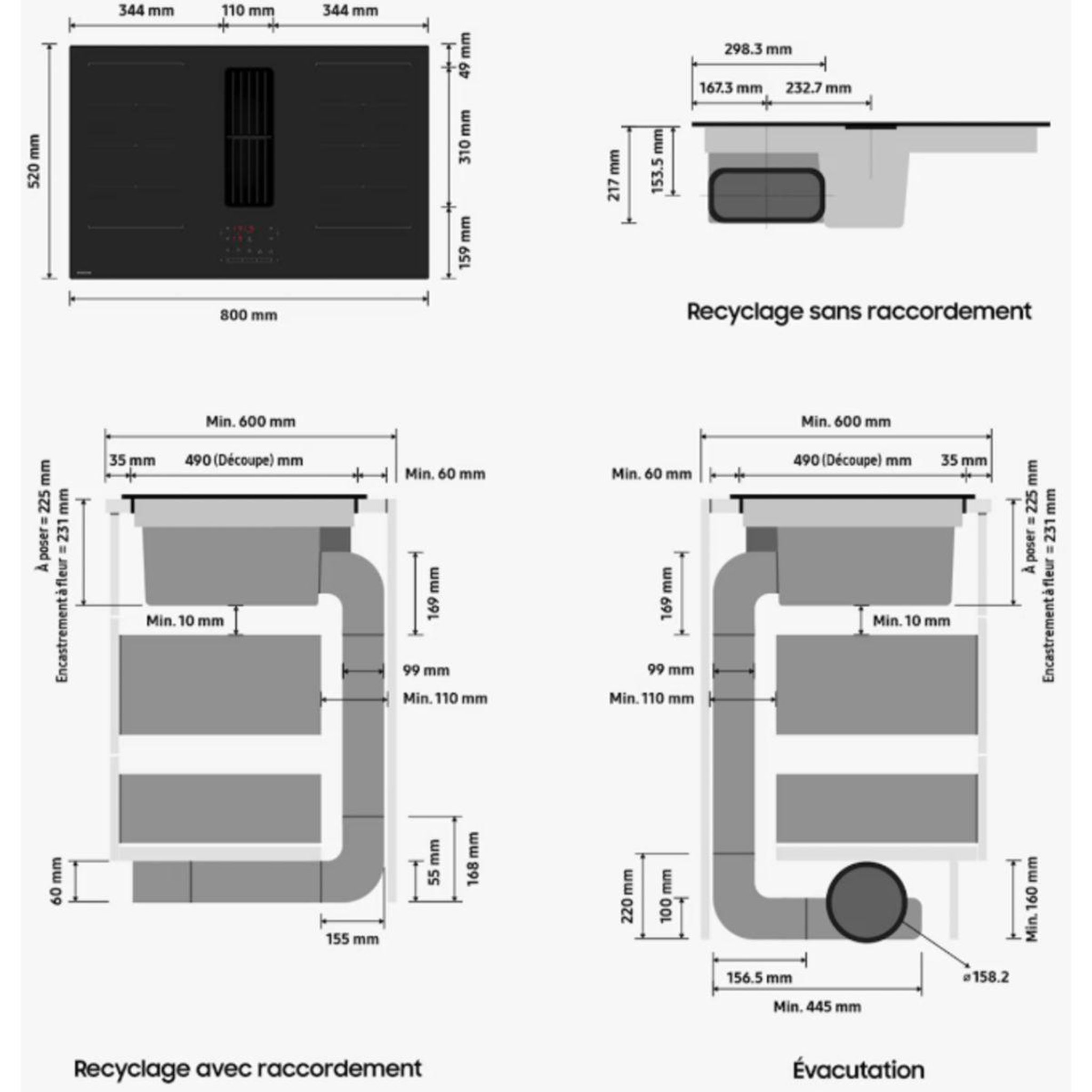 Voir la diapositive 5 : Samsung Plaque induction cc90h84jadur-anti-rayures matttouch-2 flex zone-ventilation smart