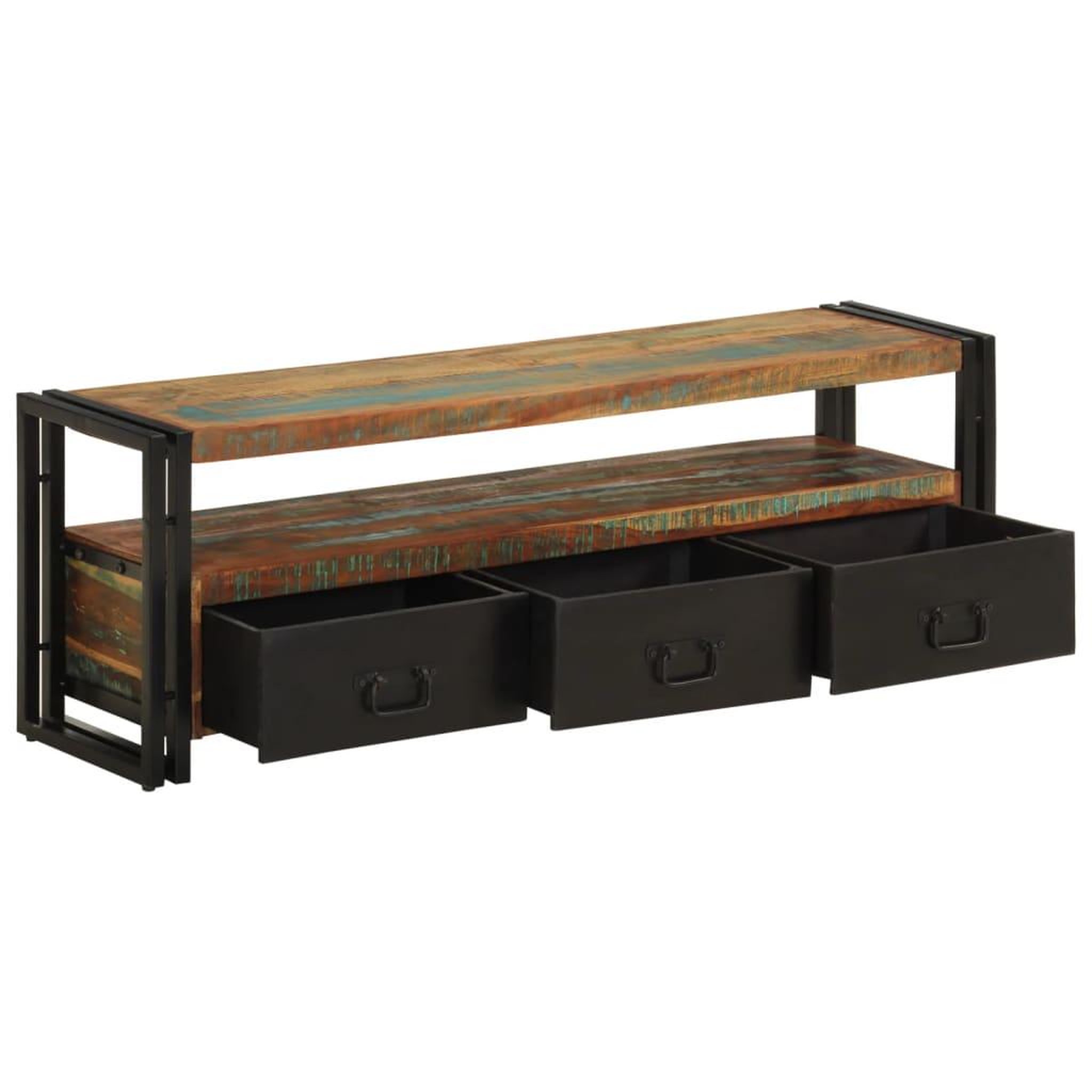 Voir la diapositive 5 : VIDAXL Meuble TV Bois de recuperation massif 120 x 30 x 40 cm