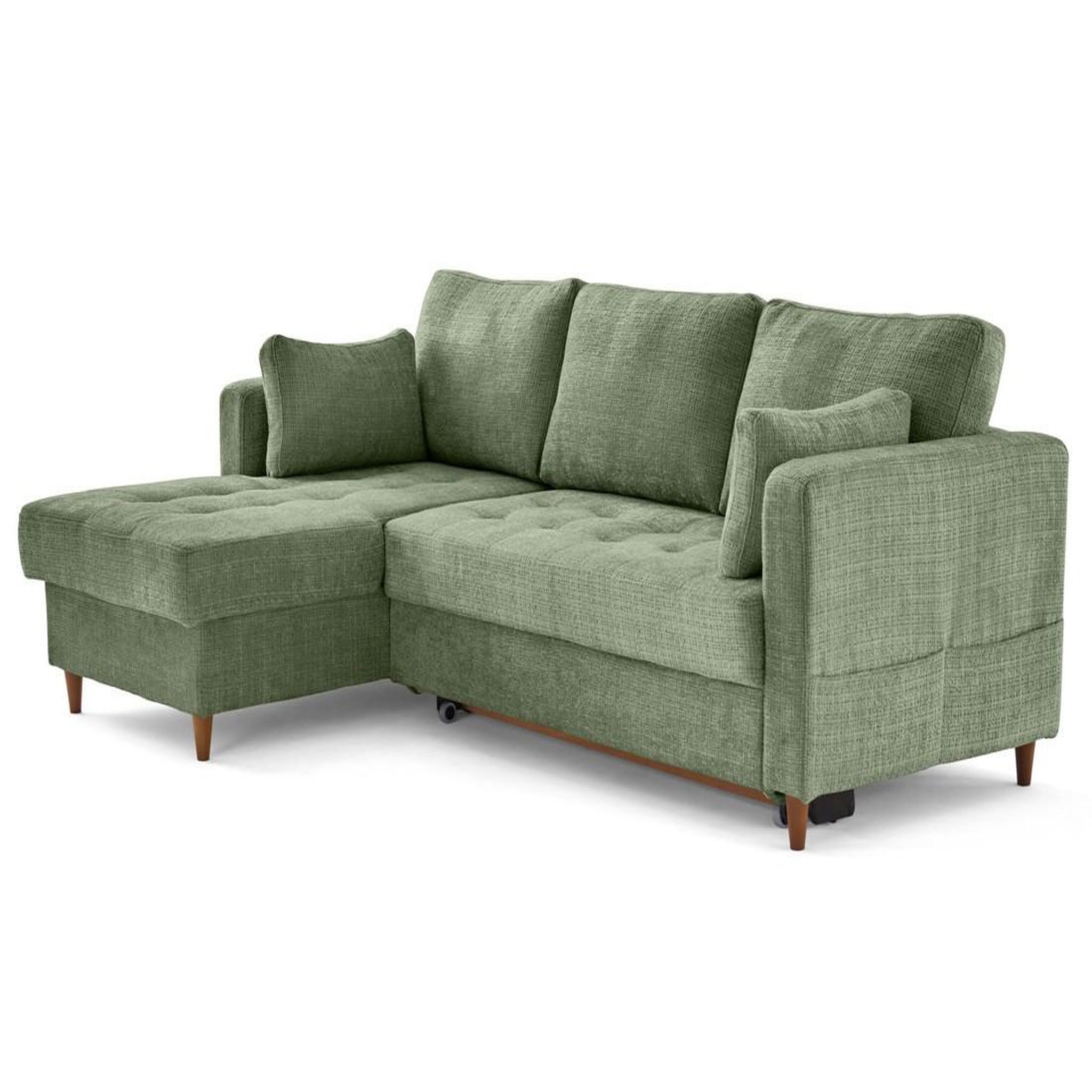 Voir la diapositive 4 : BEST MOBILIER Anna - canapé d'angle gauche 4 places convertible avec coffre en velours texturé