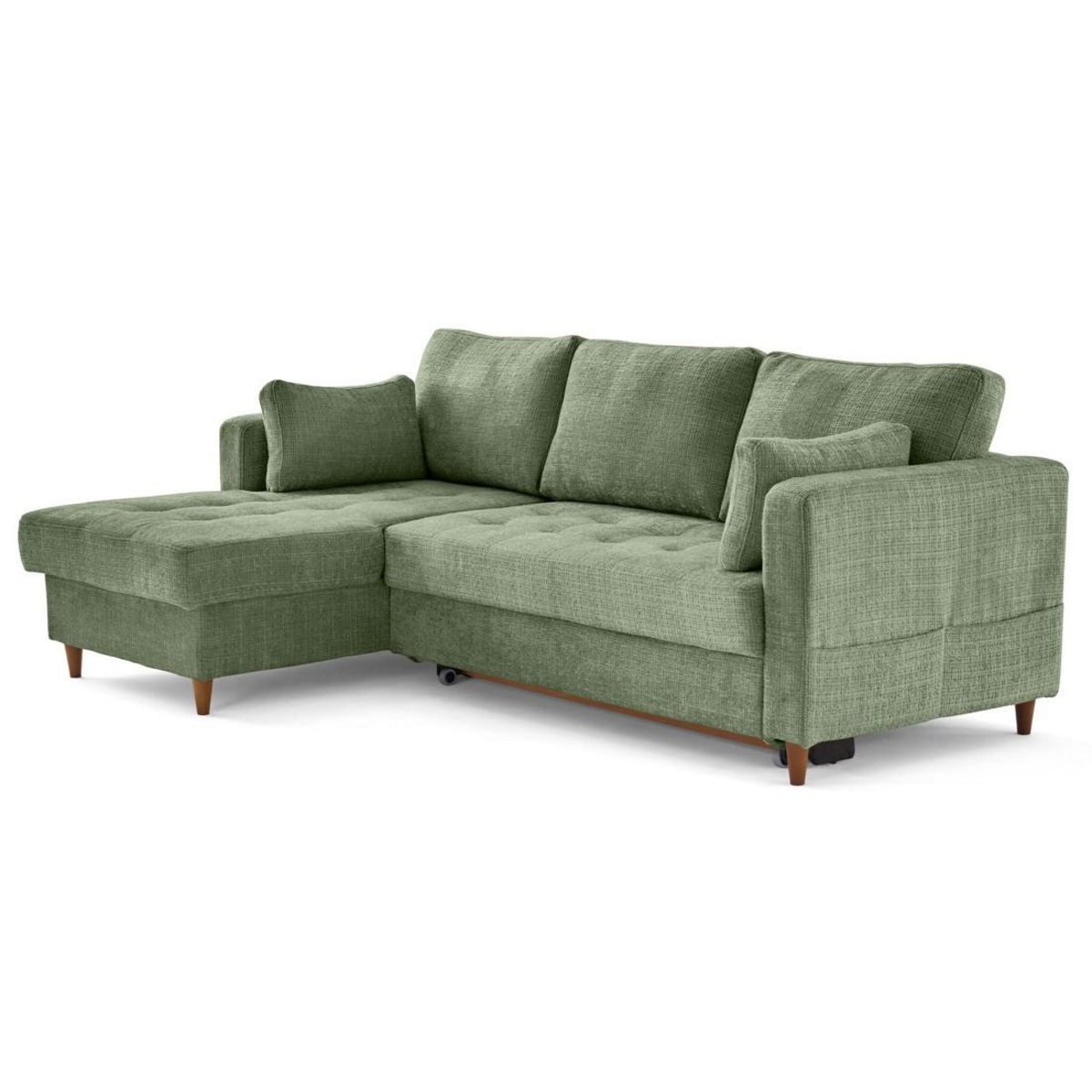 LISA DESIGN Anna - canapé d'angle gauche 4 places convertible avec coffre en velours texturé