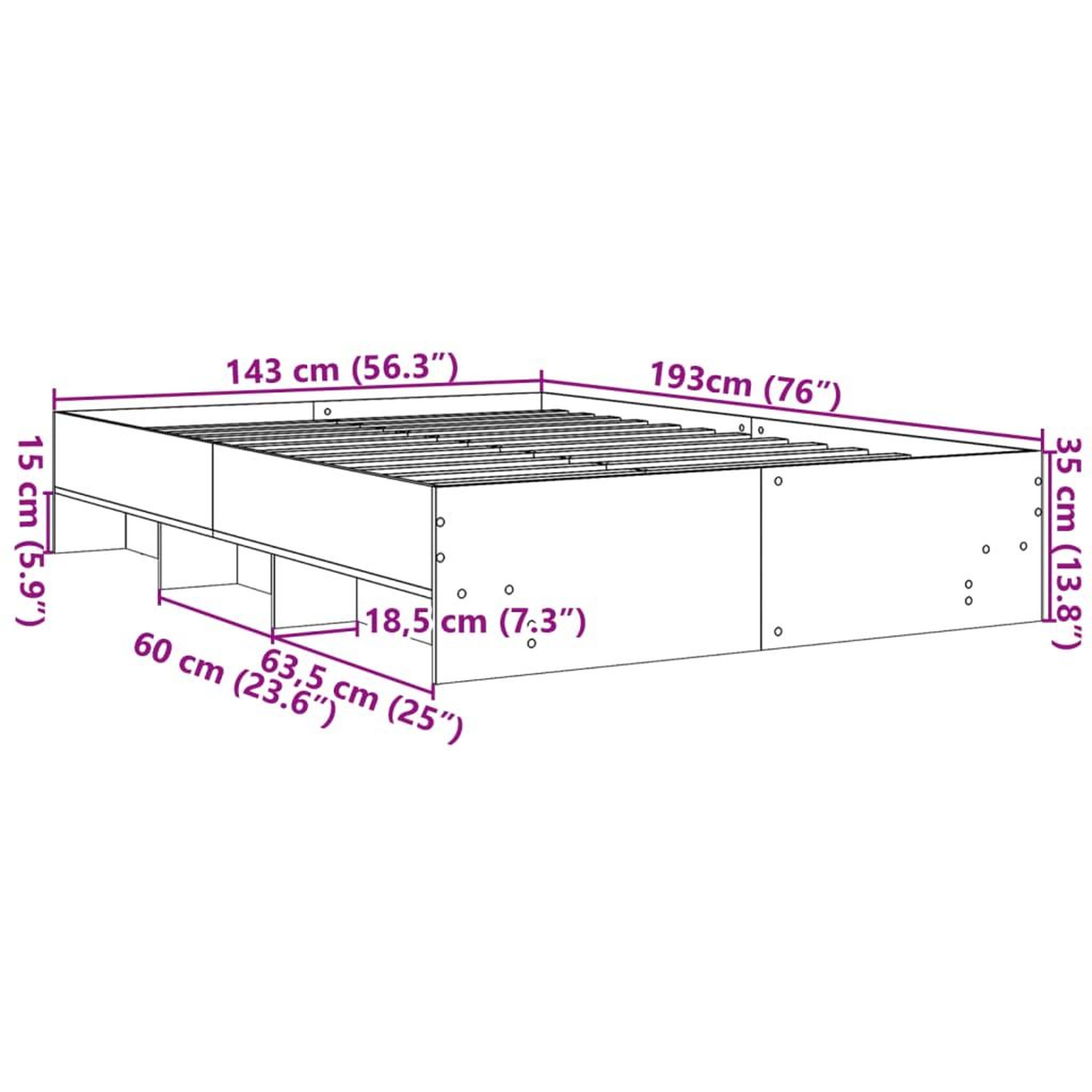 Voir la diapositive 6 : VIDAXL Cadre de lit sans matelas chene marron 140x190 cm