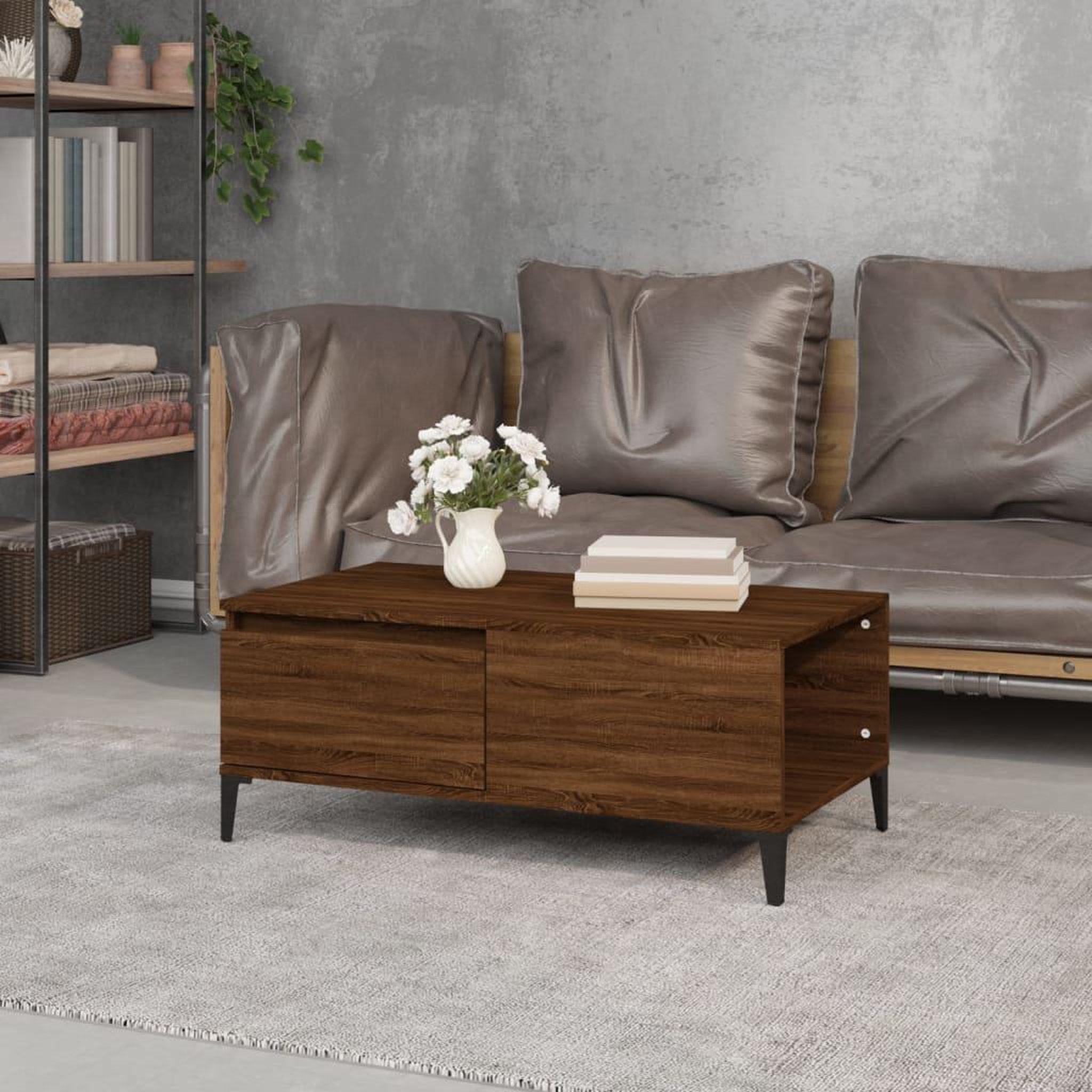 Voir la diapositive 3 : VIDAXL Table basse Chene marron 90x50x36,5 cm Bois d'ingenierie