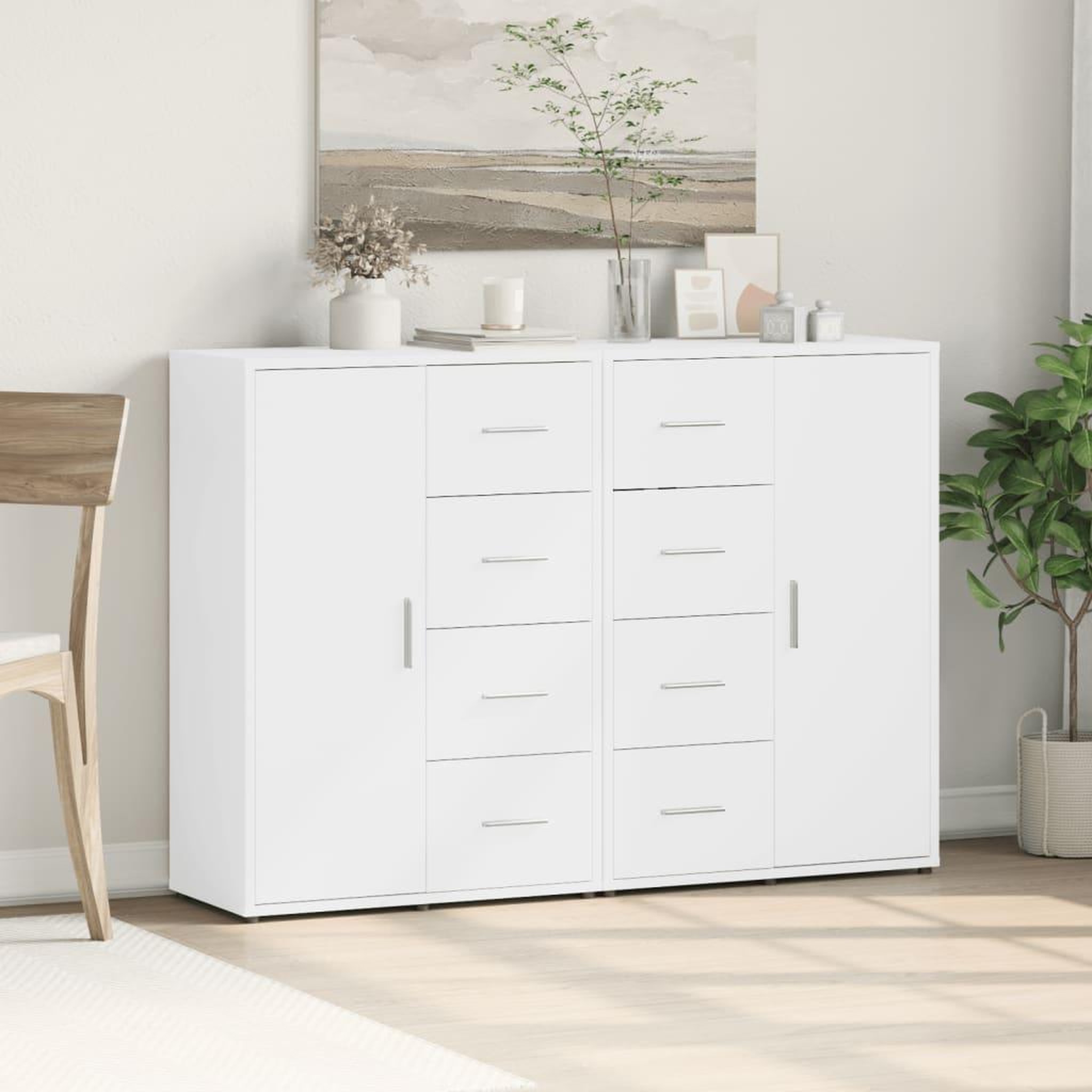 Voir la diapositive 4 : VIDAXL Buffets 2 pcs blanc 60x31x84 cm bois d'ingenierie