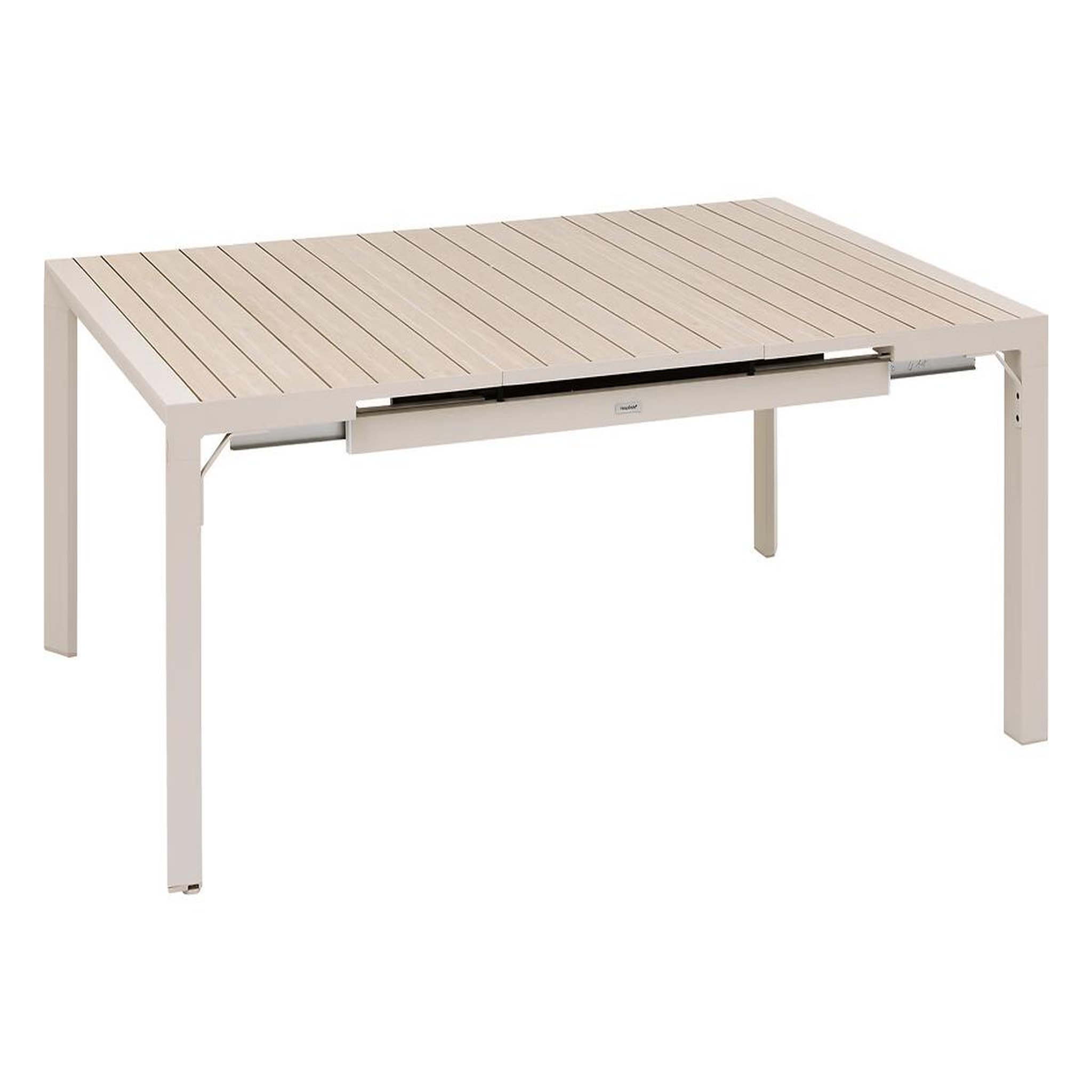 Voir la diapositive 3 : HESPERIDE Table de jardin carrée extensible alu evasion 8/10 places beige lin - hespéride