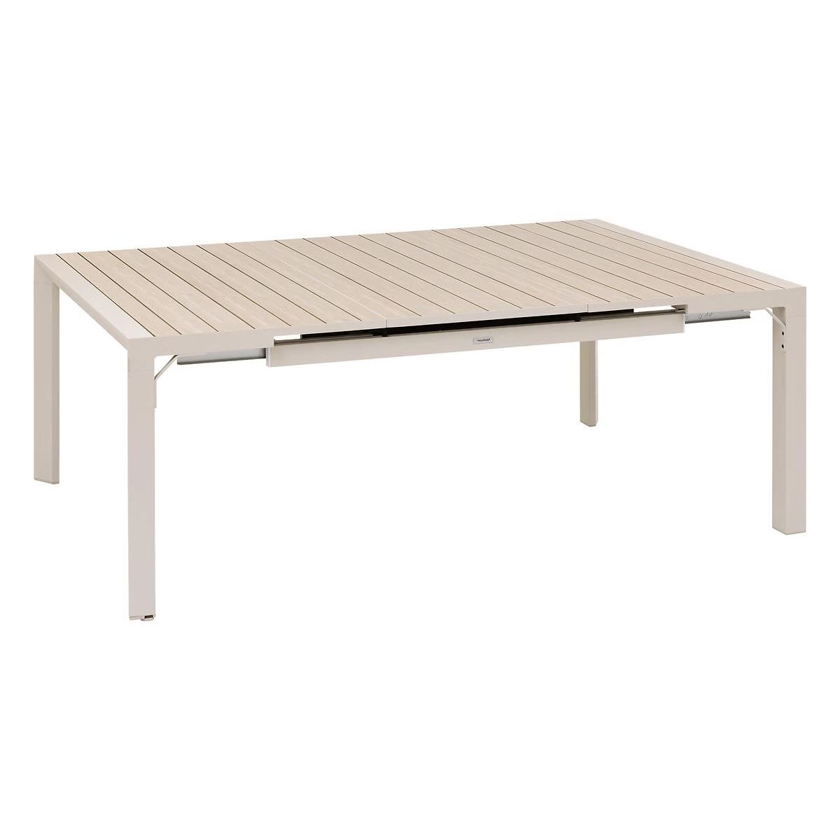 HESPERIDE Table de jardin carrée extensible alu Evasion 8/10 places Beige lin - Hespéride