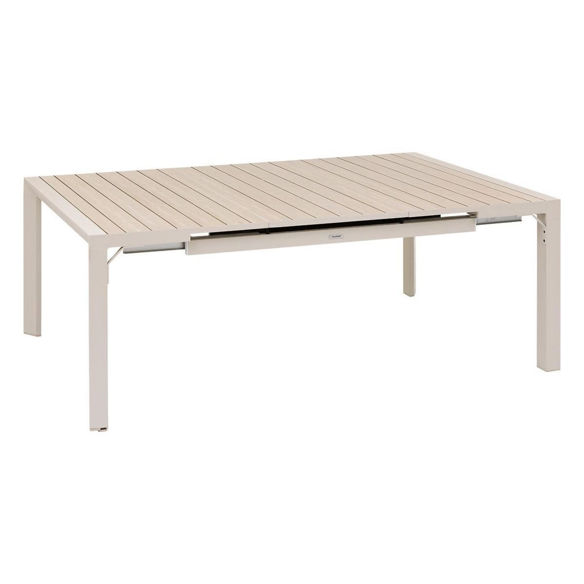 HESPERIDE Table de jardin carrée extensible alu Evasion 8/10 places Beige lin - Hespéride