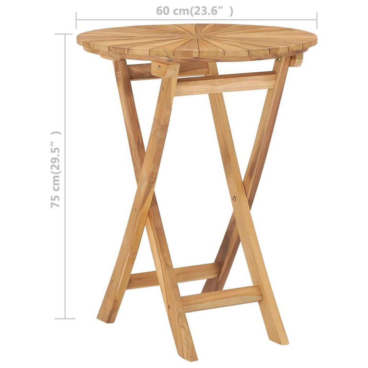 VIDAXL Table pliable de jardin Ø 60 cm Bois de teck solide