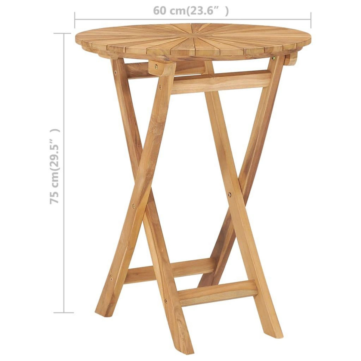 VIDAXL Table pliable de jardin Ø 60 cm Bois de teck solide