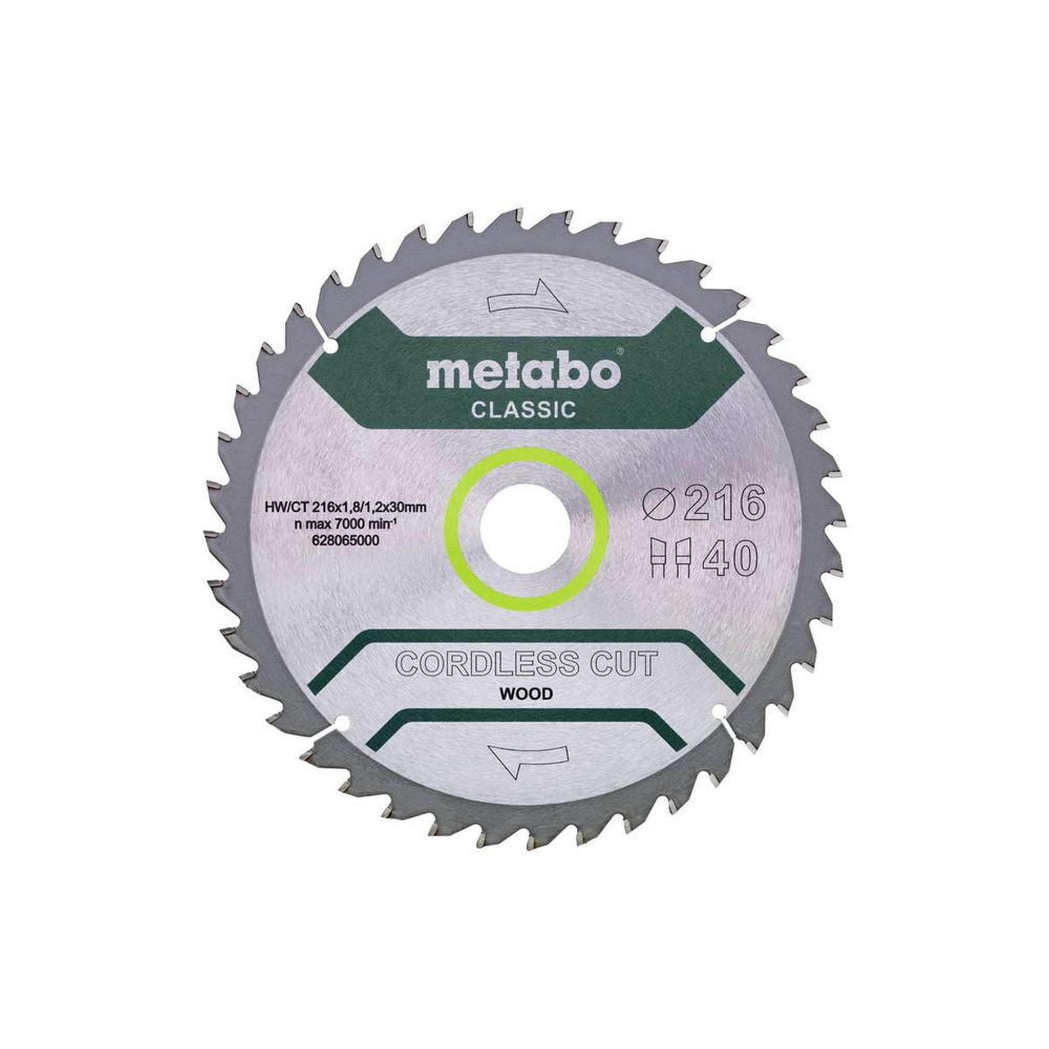 METABO SAS Lame de scie circ. Classic  Cordless Cut Wood  HW/CT 216x30, 40 WZ 5°