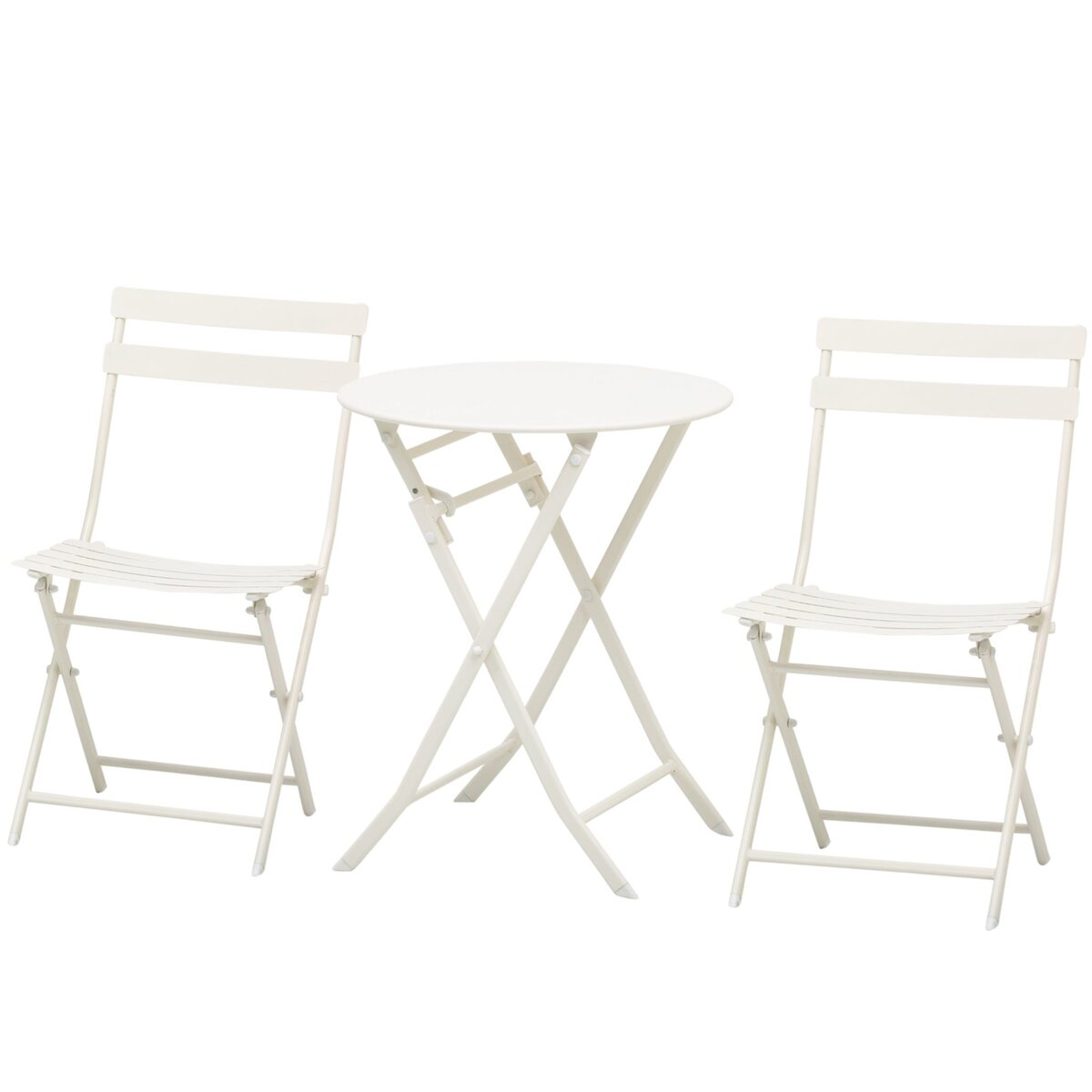 OUTSUNNY Salon de jardin bistro pliable - table ronde Ø 60 cm avec 2 chaises  pliantes - métal thermolaqué gris pas cher 