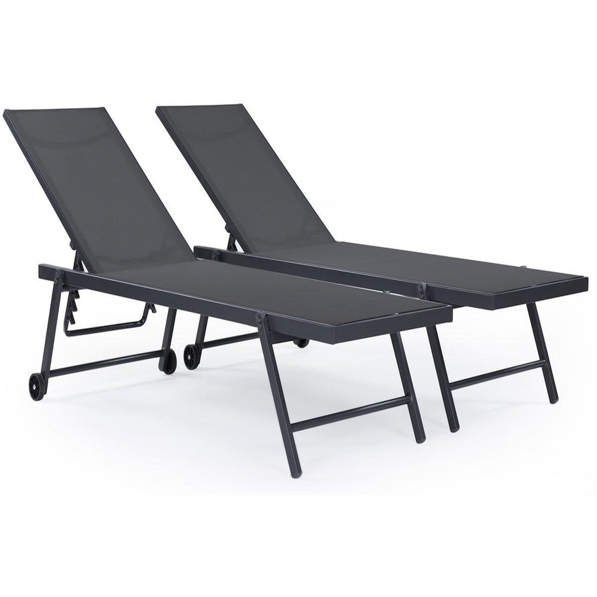 Habitat et Jardin Lot de 2 bains de soleil textilène aluminium  Jolia  - Gris foncé