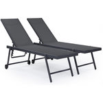 Habitat et Jardin Lot de 2 bains de soleil textilène aluminium  Jolia  - Gris foncé