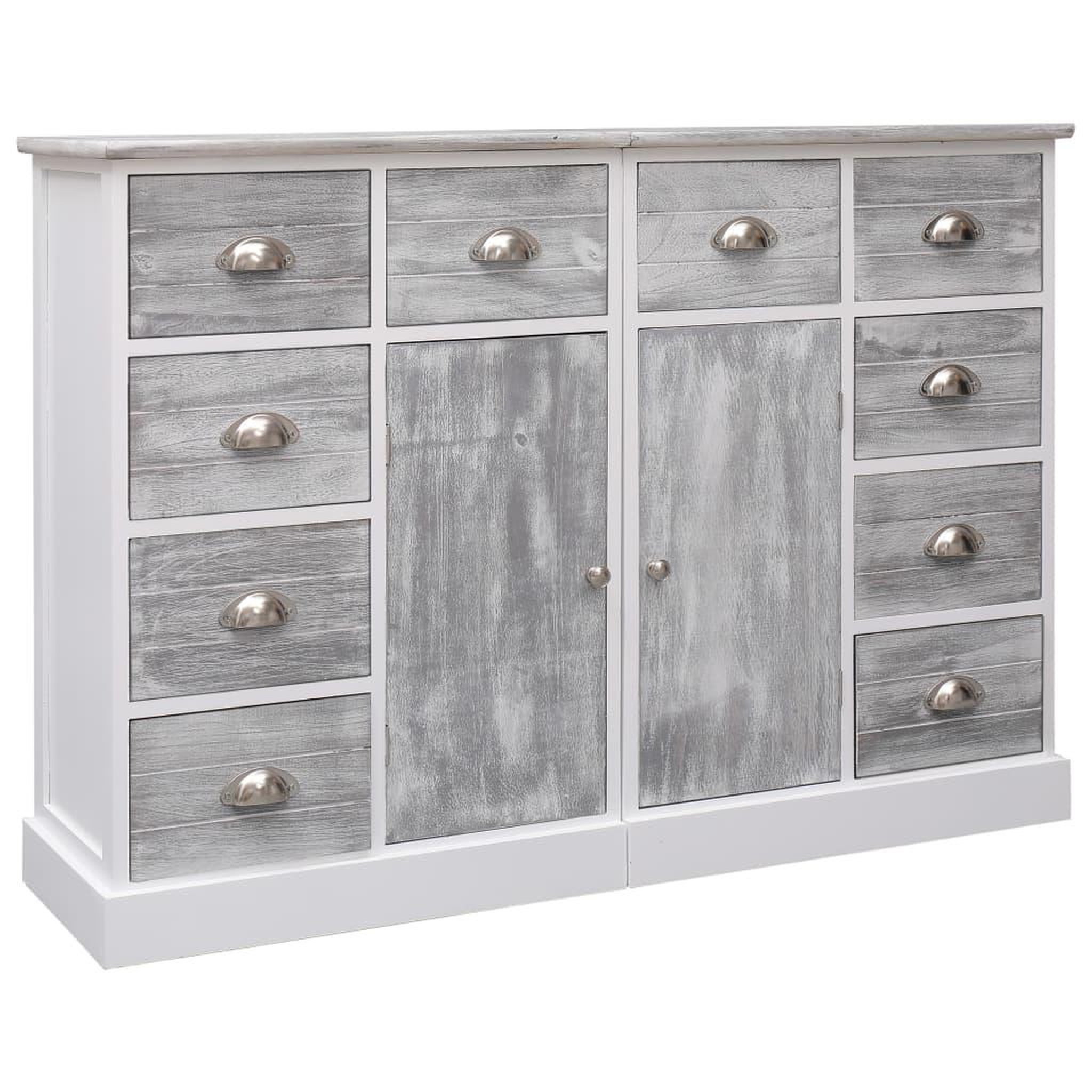 Voir la diapositive 1 : VIDAXL Buffet avec 10 tiroirs Gris 113x30x79 cm Bois