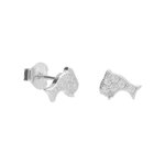 L'ATELIER D'AZUR Boucles d'Oreilles Argent 925/000 Rhodié - Dauphin Pavé de Zirconiums