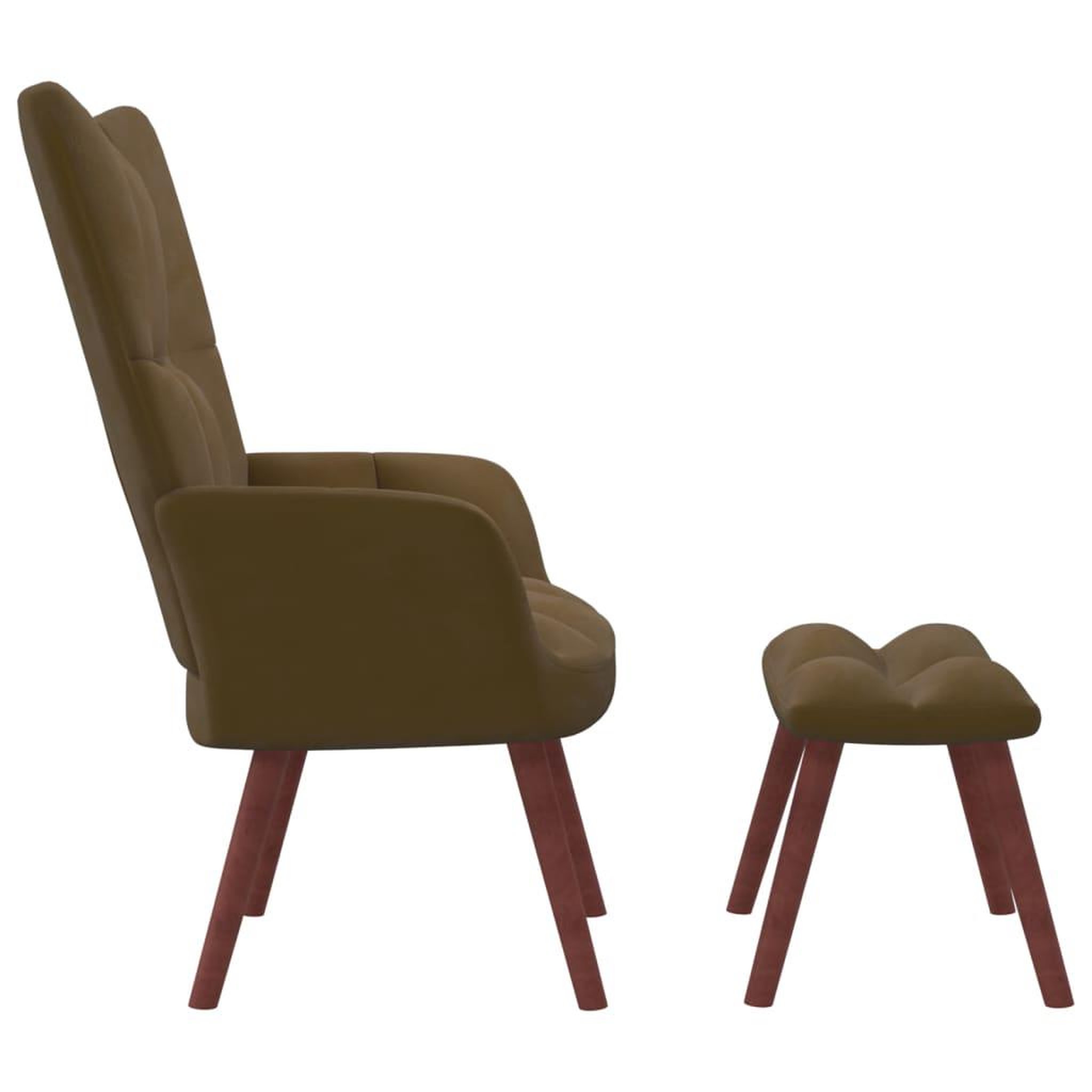 Voir la diapositive 3 : VIDAXL Chaise de relaxation avec repose-pied Marron Velours